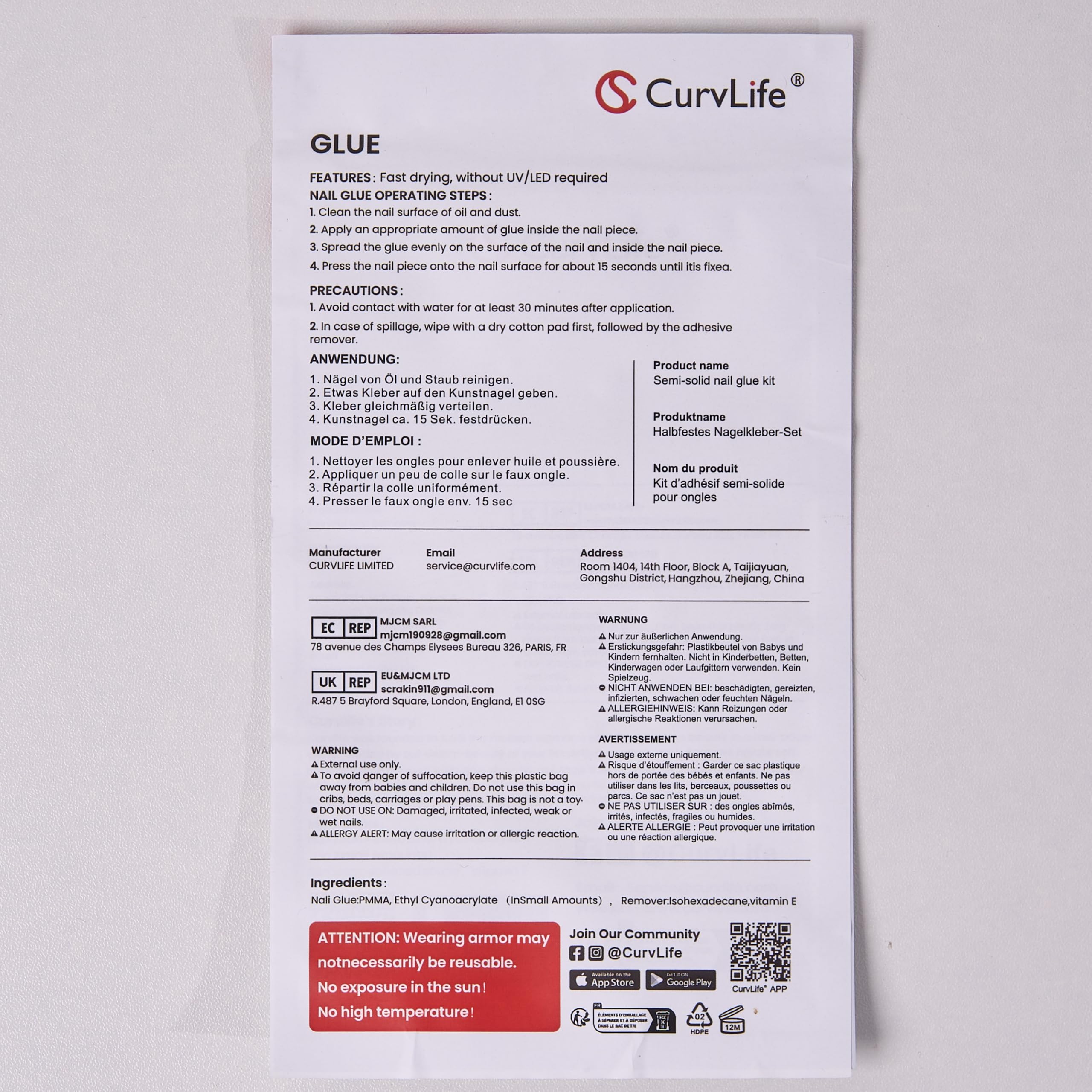 CurvLife Nail Glue: Fast-Dry Press-On Adhesive -5 CurvLife Nail Glue: Fast-Dry Press-On Adhesive -5