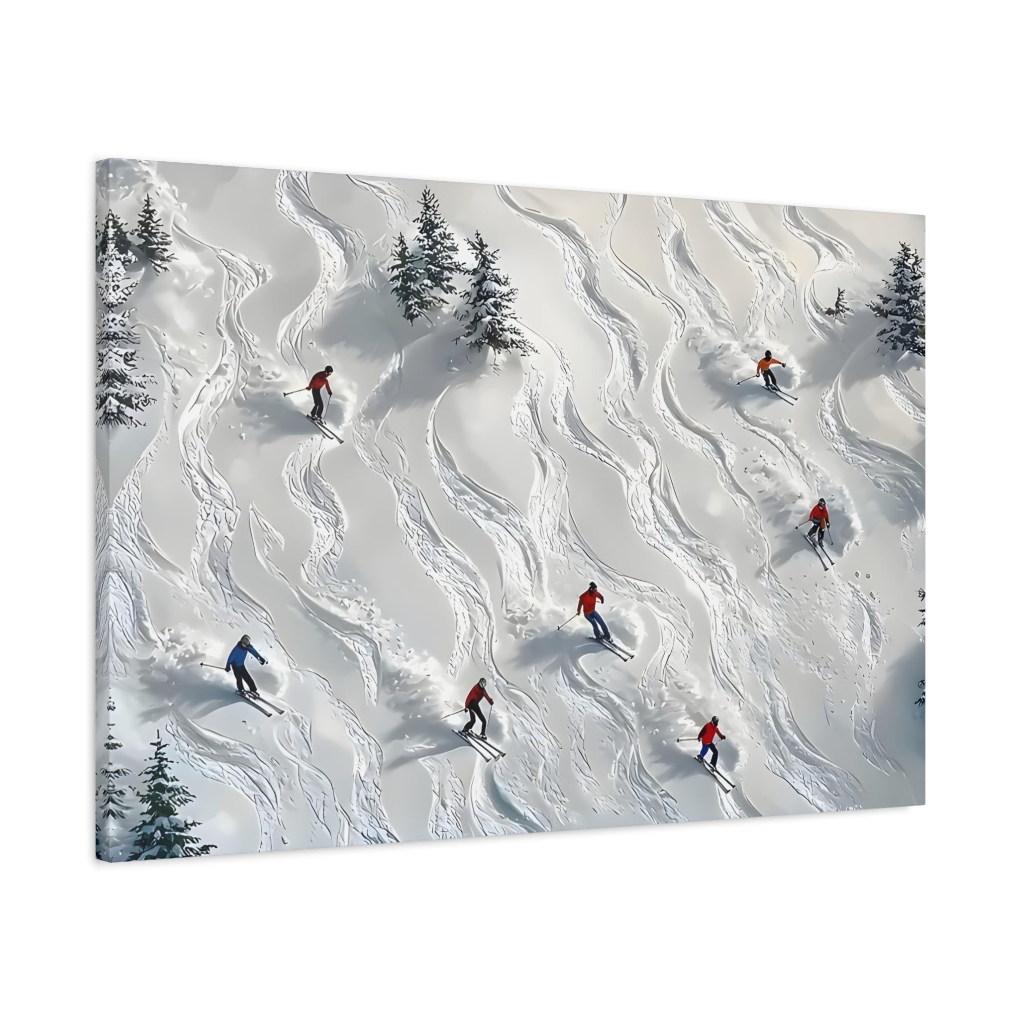 Abstract Skiing Sport Canvas Winter Wall Art, Skiers Sky Home Decor 36x24inch 90x60cm (Horizontal) / 1.25inch 3.175cm
