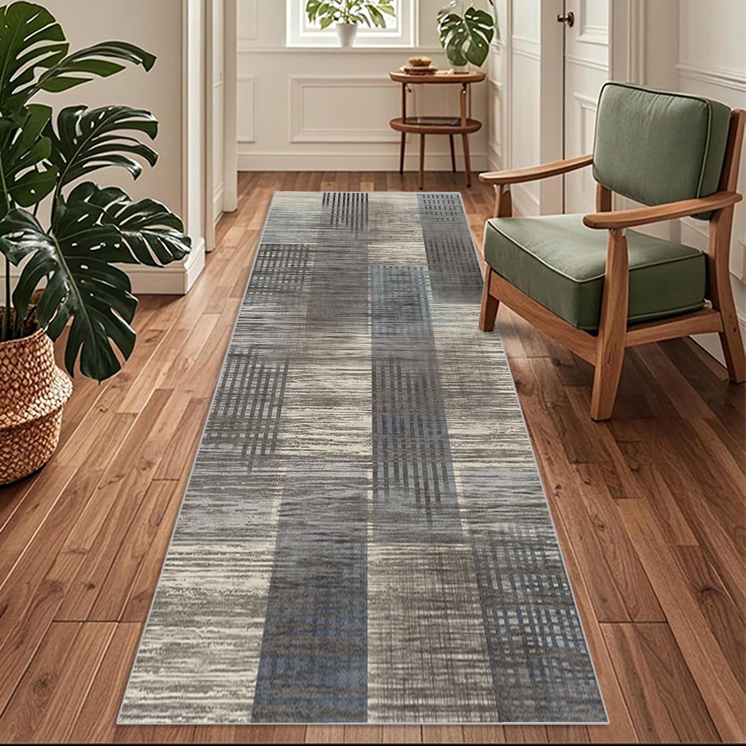Siunwdiy Brown Carpet Runners for Hallways 50x340cm Non Slip Hallway Runner Rug Kitchen Mat Washable Long Floor Runner Rugs for Entryway Laundry Room