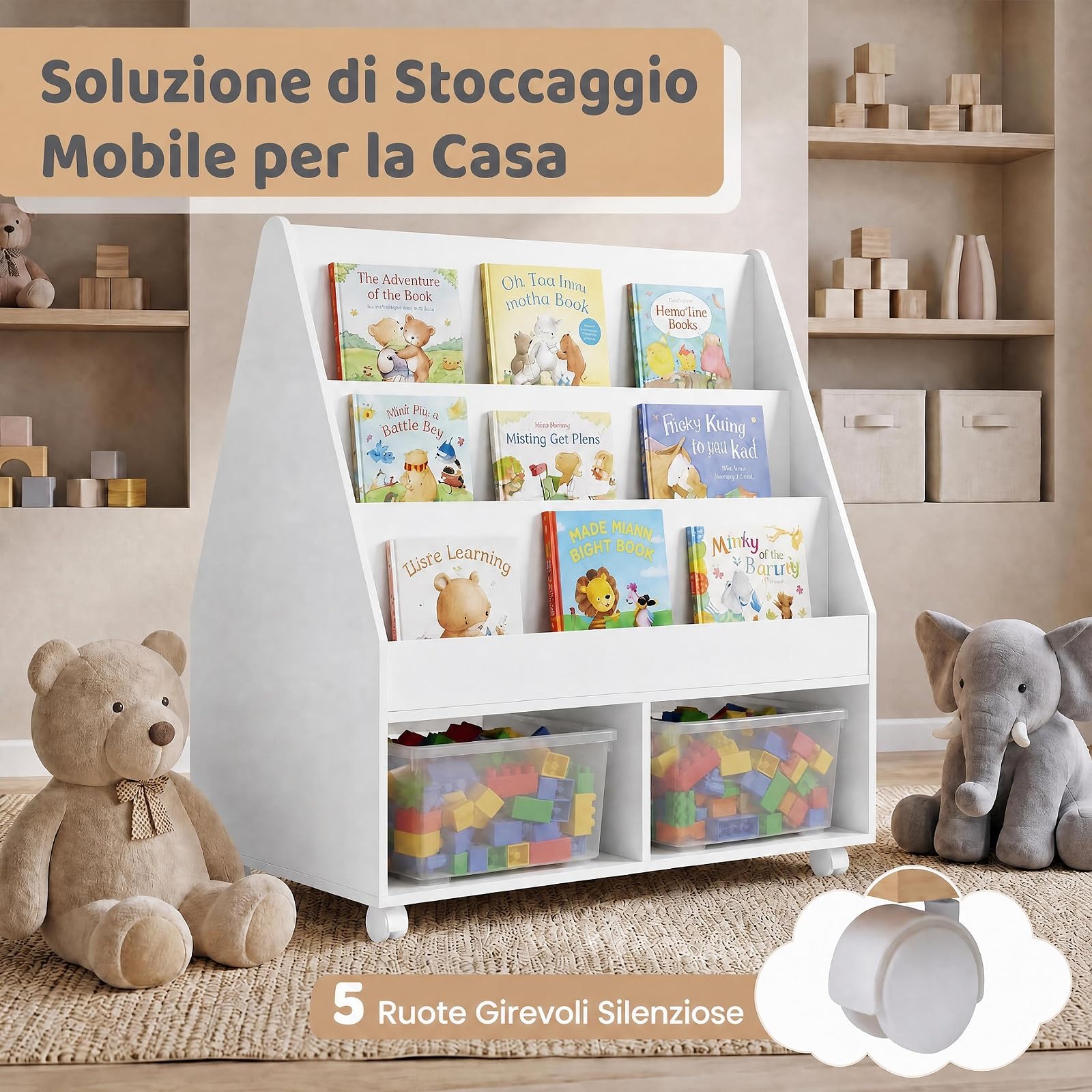 RELAX4LIFE Libreria Montessoriana per Bambini con Lavagna (Bianco)