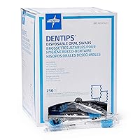 Vista 1 de Medline Dentips Hisopos orales desechables, para adultos, sin tratar, azul, 500