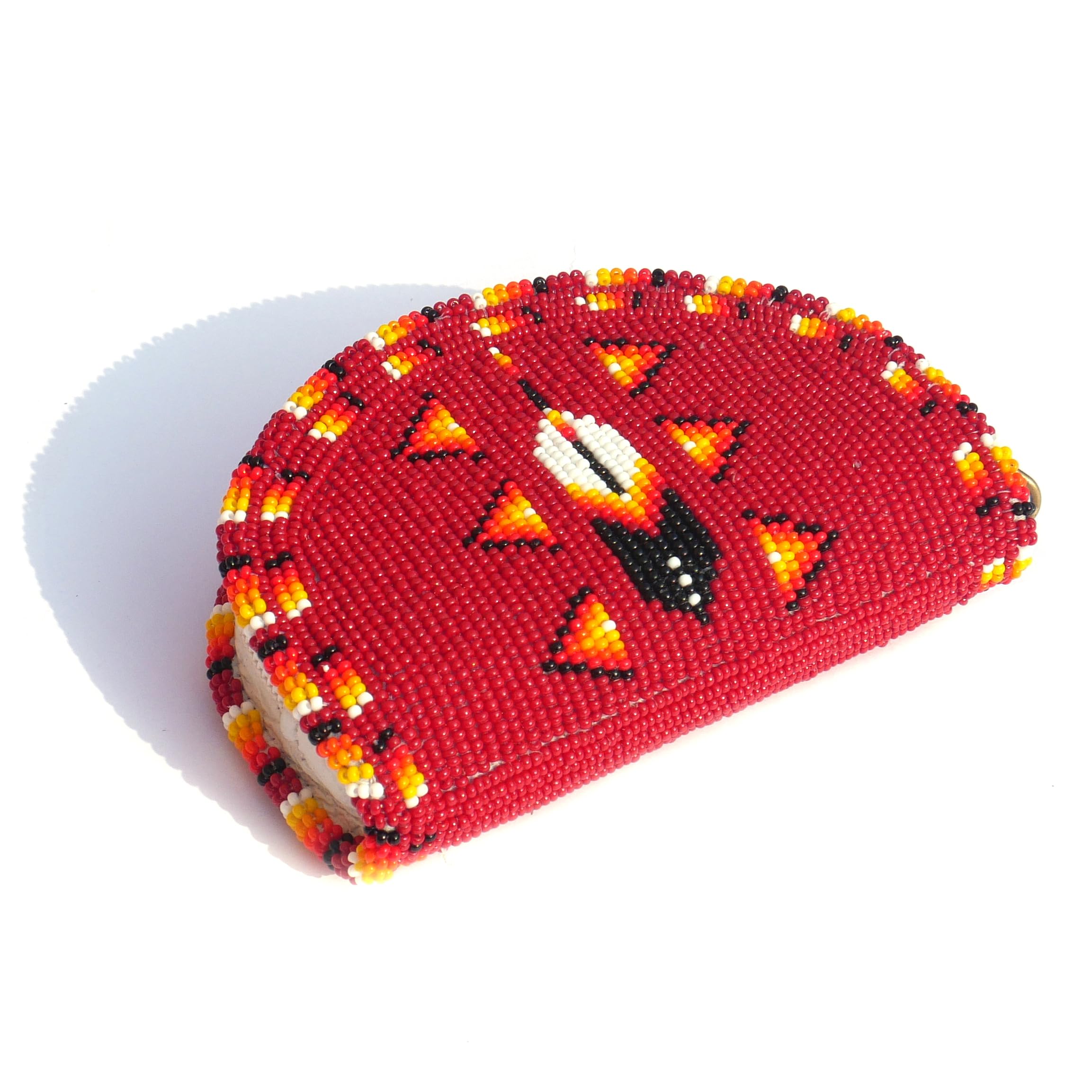 Beaded Coin Purse, Change Purse For Women, Zippered Change Pouch Wallet, Small Leather Pouch, designer key pouch (brownish-red)