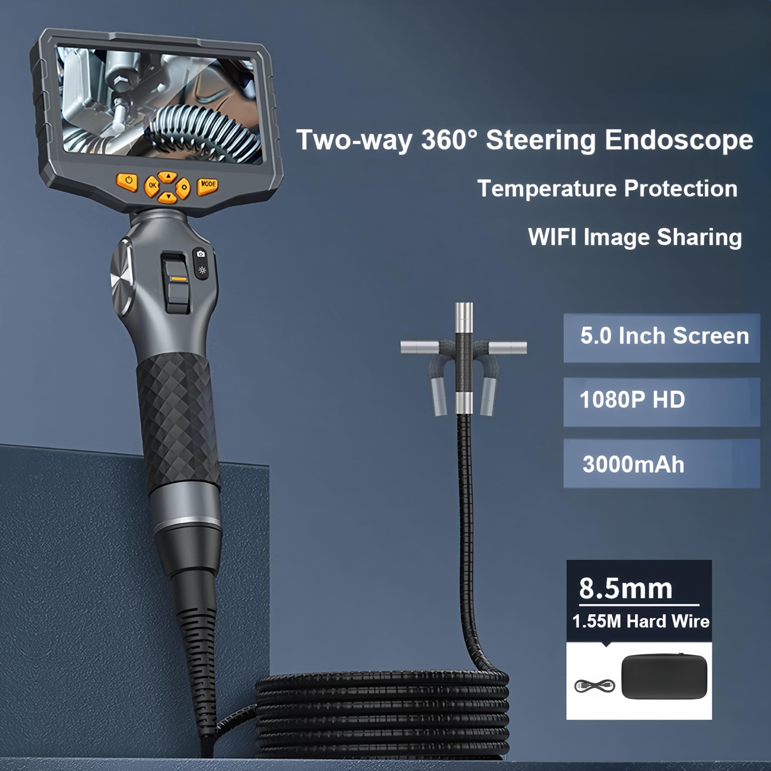 Fotocamera di ispezione digitale, borescope da 5,5 mm con luci LED - TD500