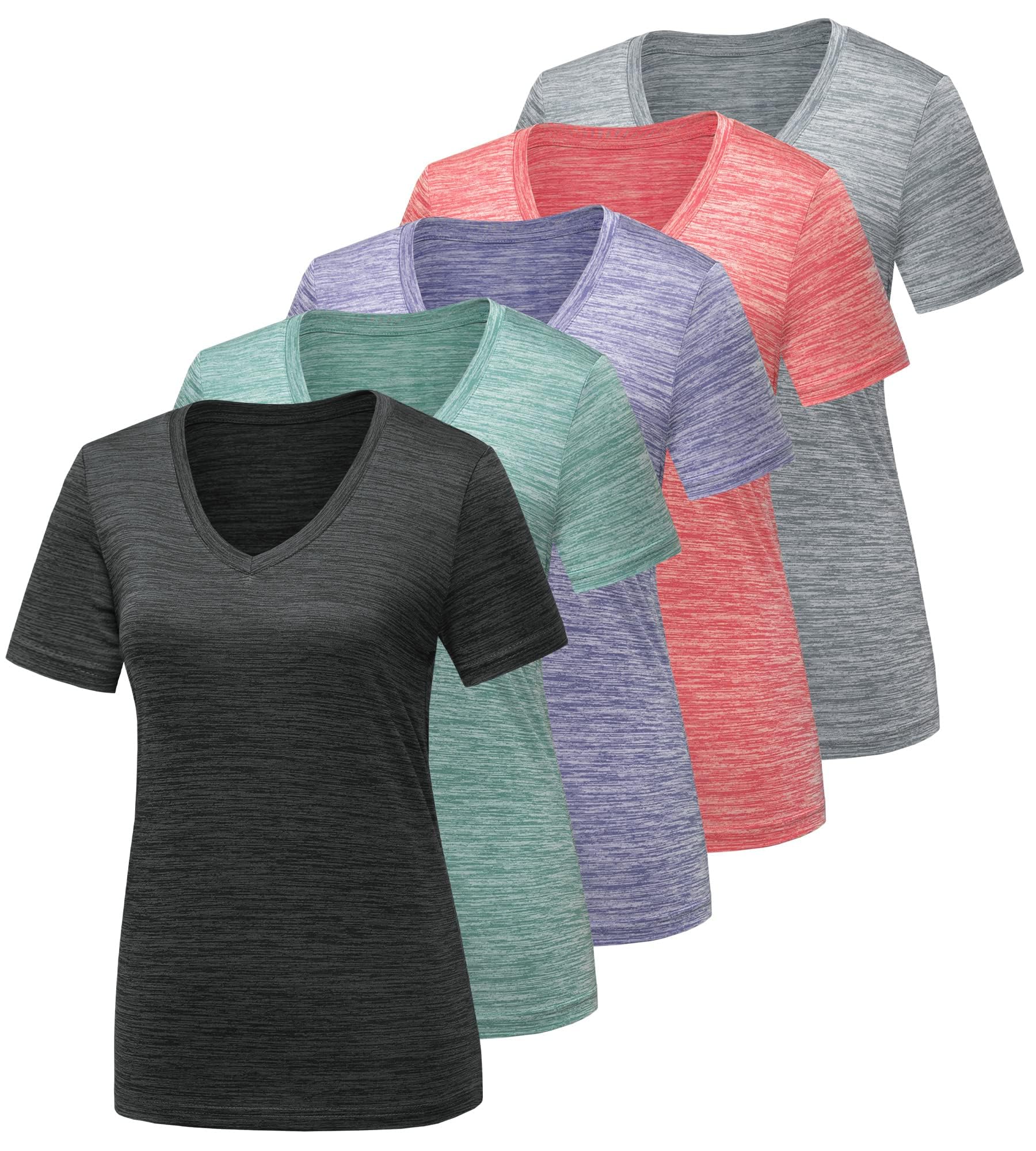 CE' CERDR 5/7 Pack Workout Shirts for Women, Moisture Wicking Quick Dry Active Athletic Women's Gym Performance T Shirts