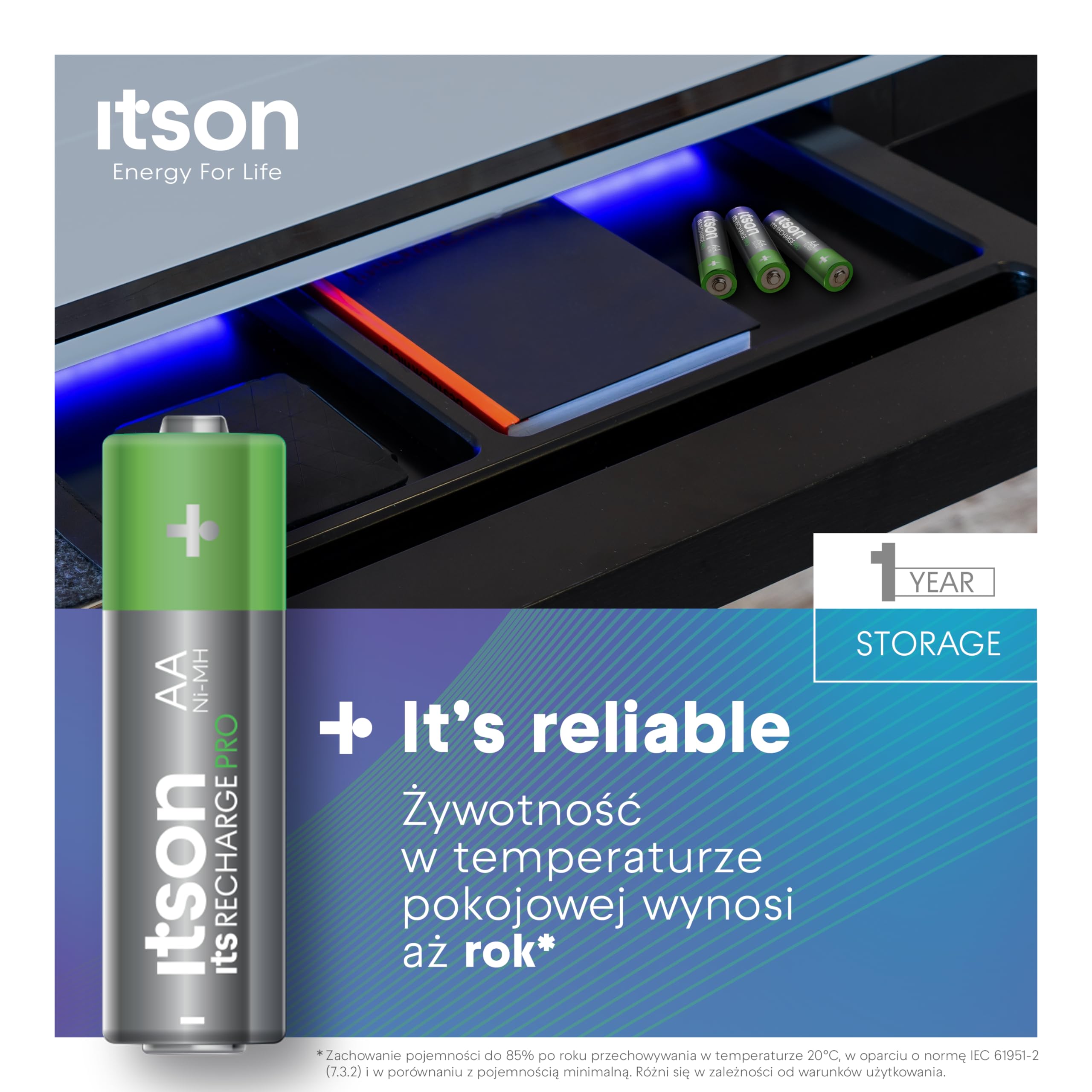 ITSON, gotowe do użycia akumulatorki AA Ni-MH, 2500 mAh, 4 sztuki, idealne do aparatów cyfrowych, kontrolerów gier video, zabawek, HHR6-2500IT/4CB