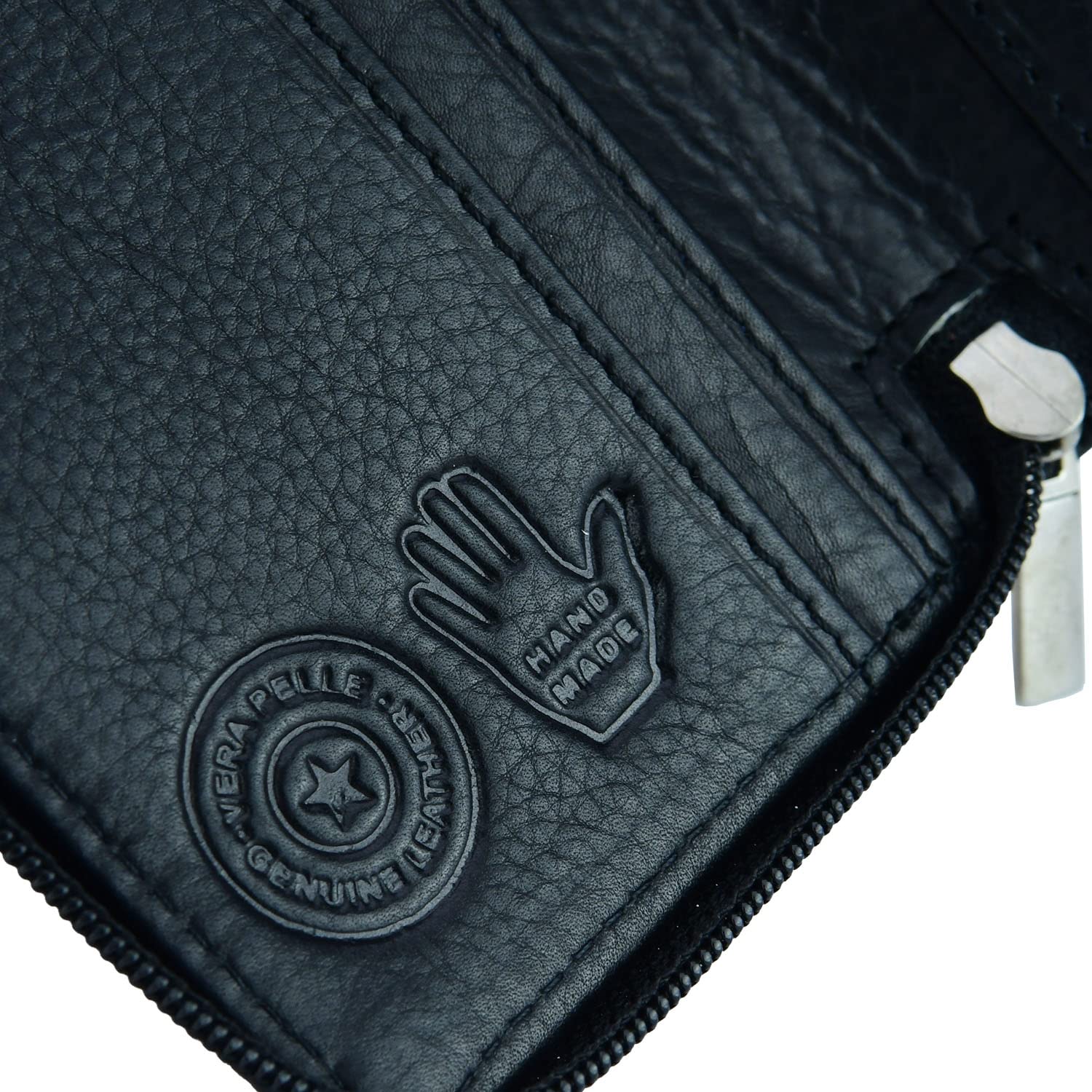 CONTE MASSIMO Llavero para Hombre y Mujer, de Piel Auténtica con Cremallera, Ganchos y Bolsillos, con Caja de Regalo
