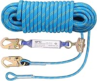 QFUFallProtection ANSI Certified 50FT Heavy Duty Fall Protection Rope Kit with Harness, Shock Lanyard for Roofers & Tree Climbers