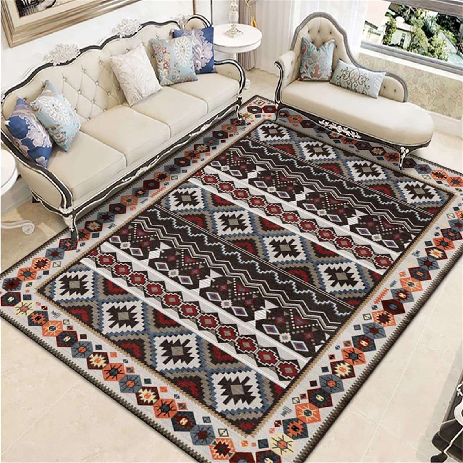 Tapis en velours style ethnique persan cristal pour salon, chambre à coucher, canapé 120 x 180 cm