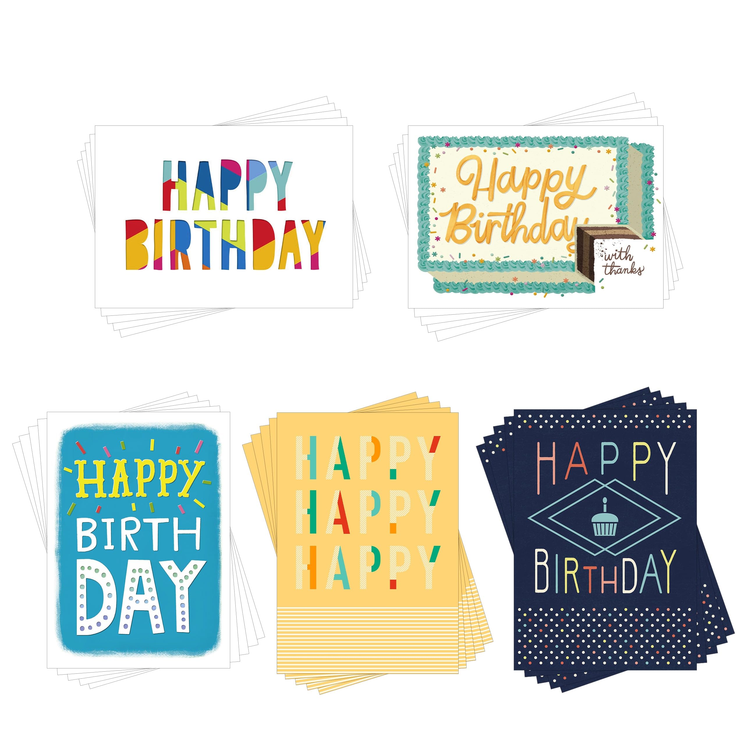 Hallmark Business Bulk 25 Pack Assorted Birthday Cards for Employees & Customers (Celebrated & Appreciated), 5 x 7 Cards, Message Inside, Envelopes