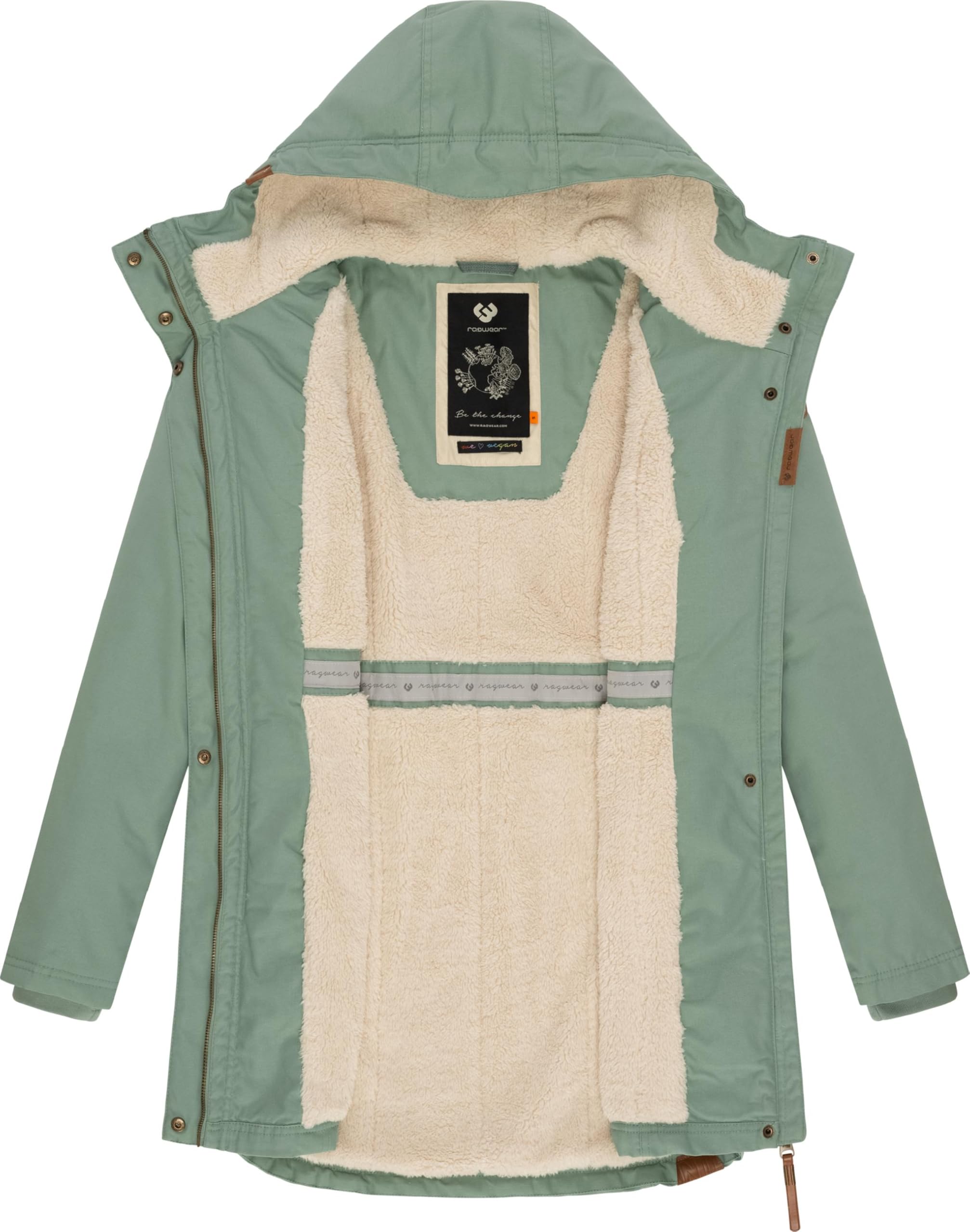 Ragwear Damen Winter-Kurzmantel Elsie mit Kapuze, vegan
