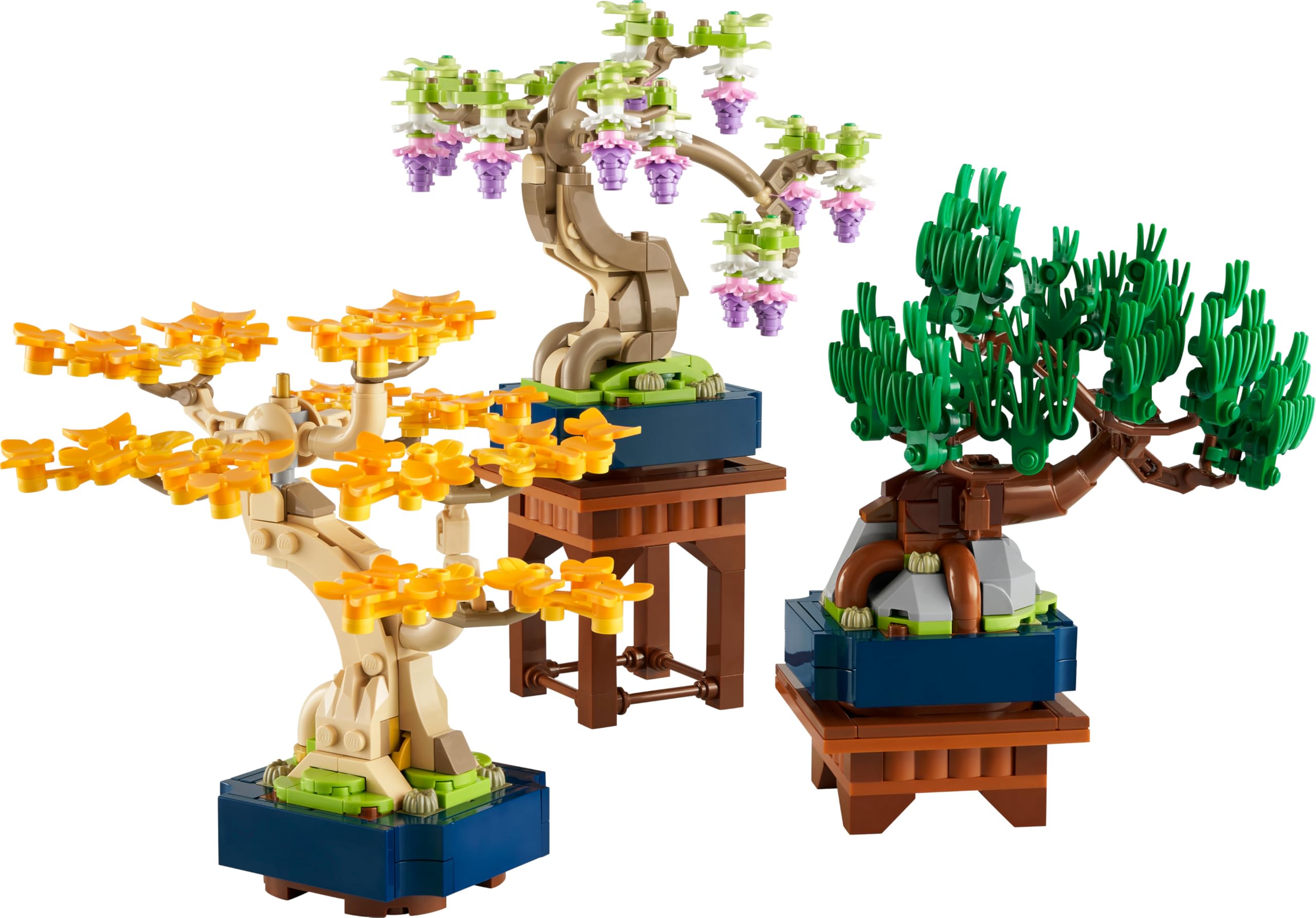 LEGO Botanicals Mini Bonsaïs - Set de Construction pour Adulte - 3 Plantes Artificielles avec Supports : Ginkgo, Pin Noir & Glycine - Maquette DYI pour Décoration Intérieure - Cadeau Original 10373