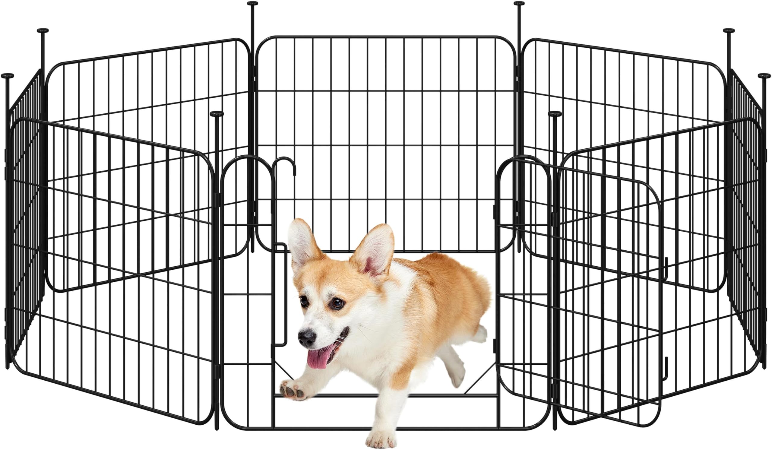 Yaheetech Dog Pen 8 Panel 50 cm for Puppy/Small Dogs, Foldable Puppy Playpen with Door, Metal Expandable Pet Exercise Fence for Indoor/Outdoor Use