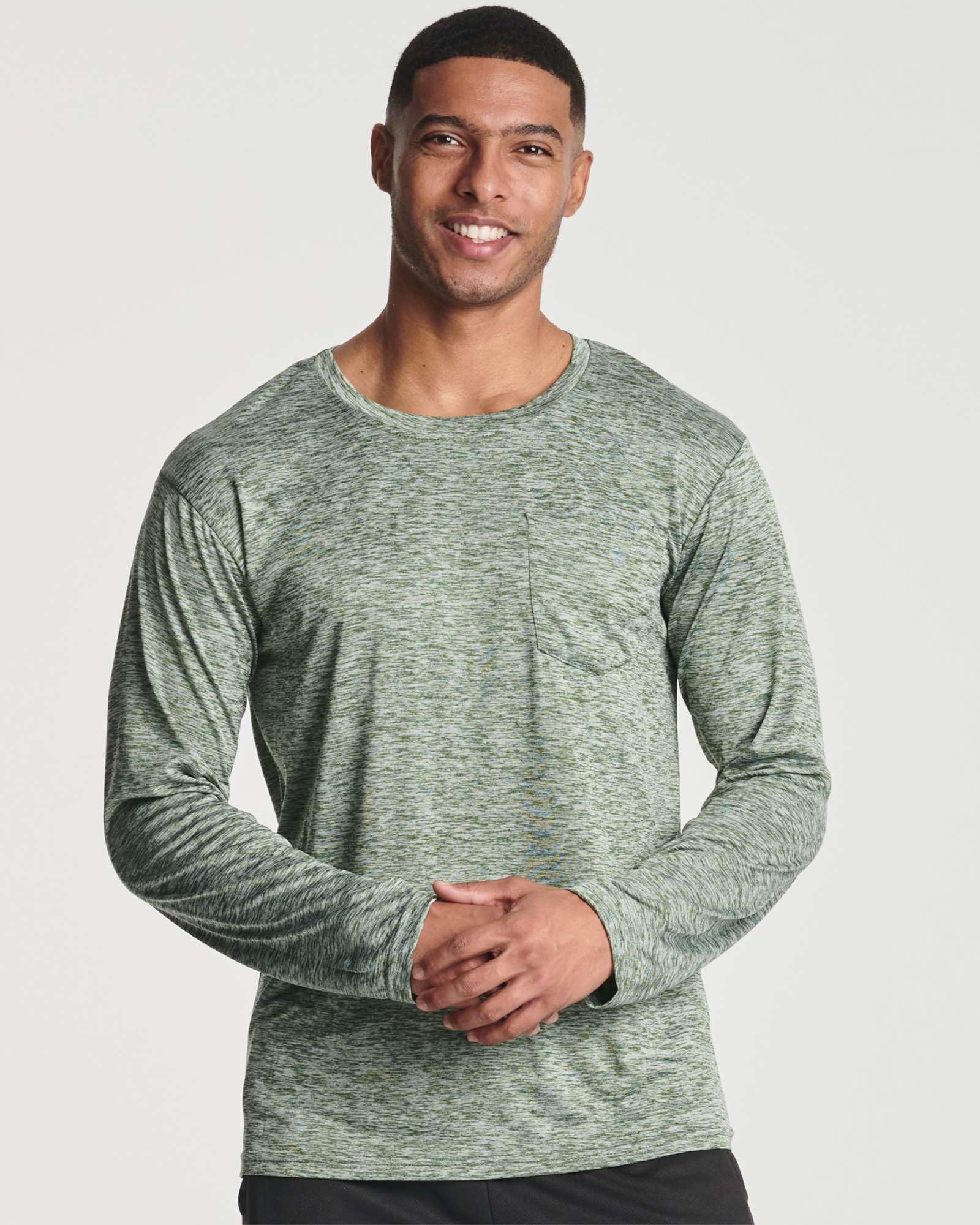 Real Essentials 4 Pack: Men's Dry-Fit Active Athletic Long Sleeve Pocket Crew T-Shirt Outdoors UPF 50 S-5XLT Set 6, L