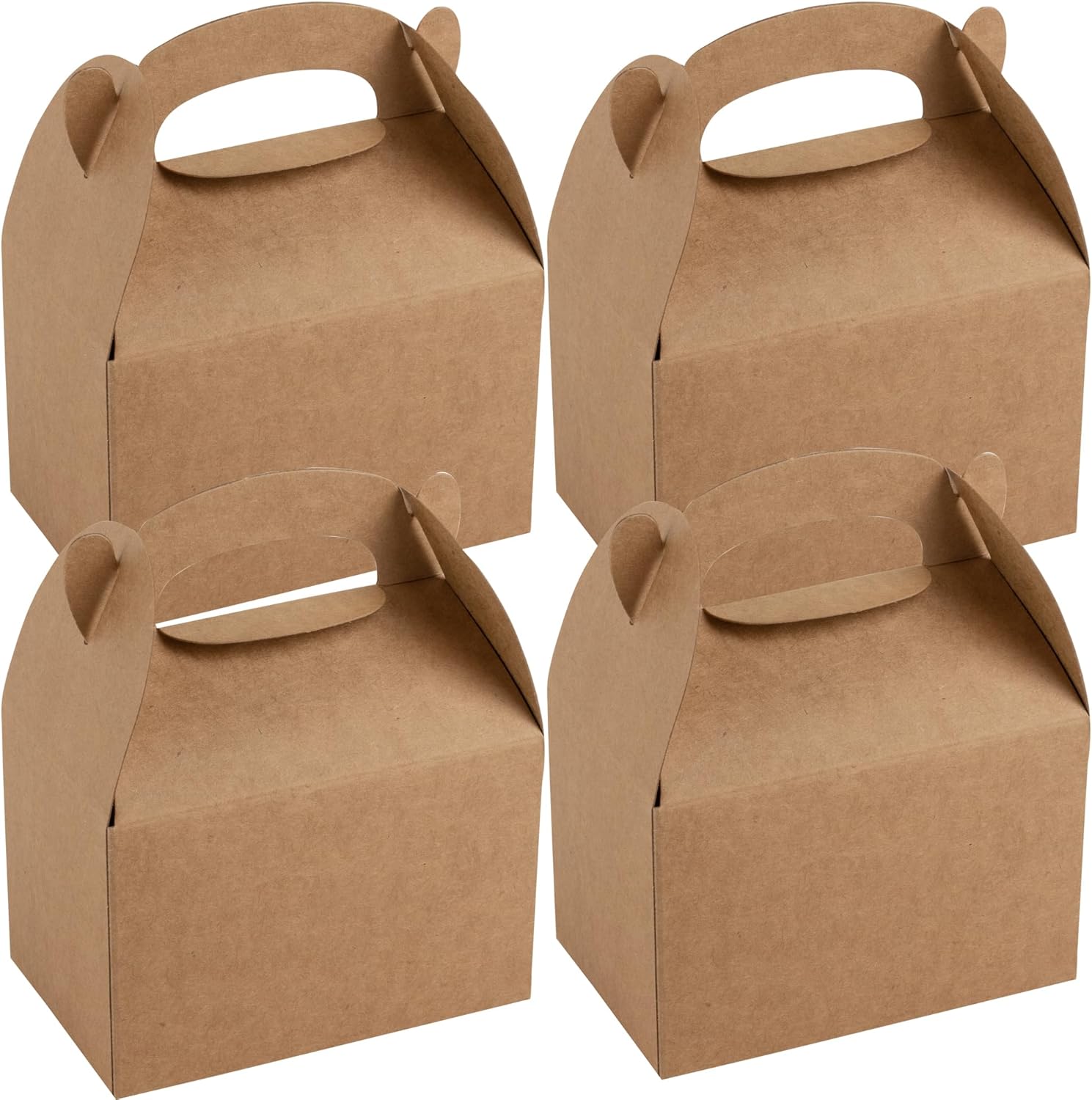 Restaurantware Bio Tek 4 x 2.5 x 2.5 Inch Gable Boxes For Party Favors, 25 Attractive Gift Boxes - With Built-In Handle, Greaseproof, Kraft Paper Gable Boxes, For Birthday Parties And Weddings