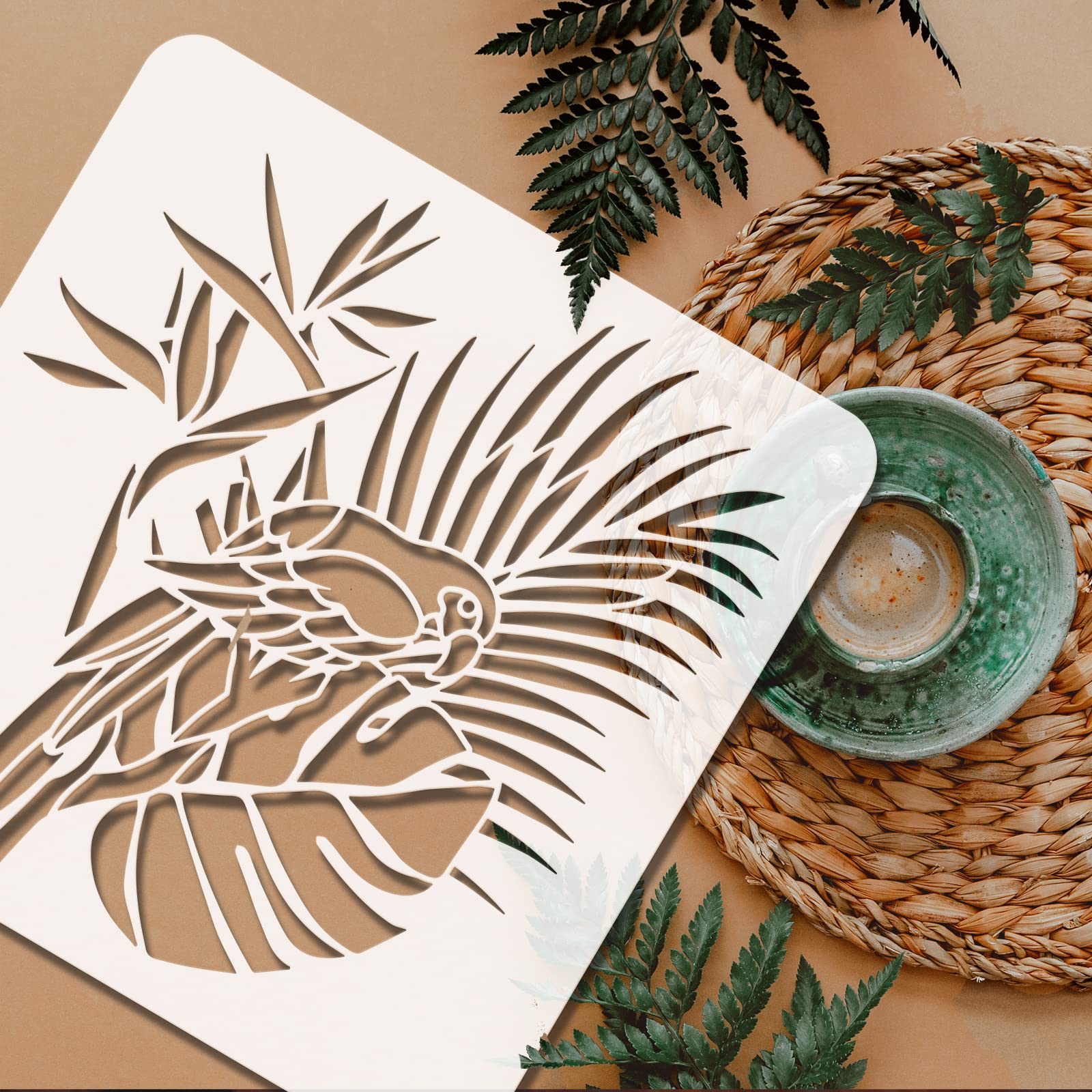 FINGERINSPIRE 3 plantillas de loro de 30 x 30 cm, plantilla de plástico para decoración de pared, muebles, decoración del hogar