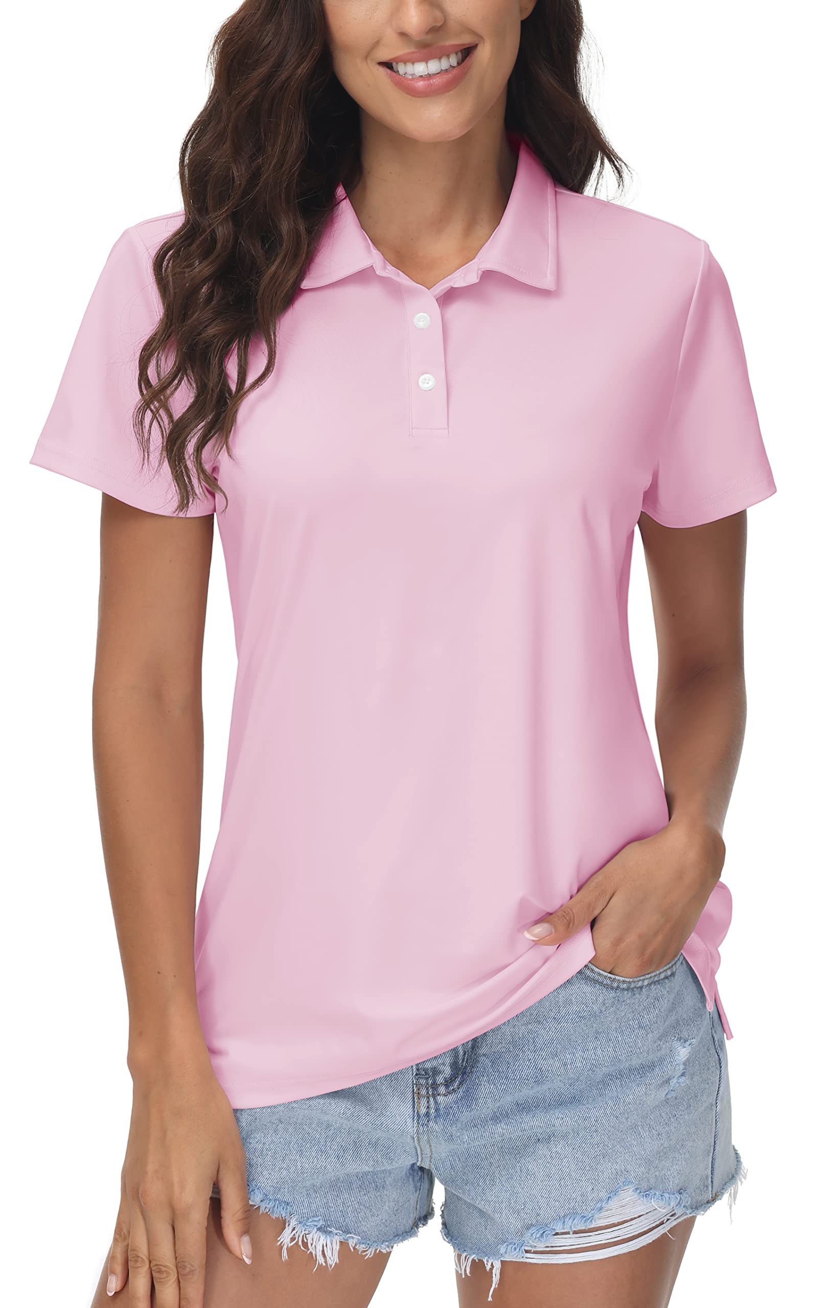 MAGCOMSENWomen's Polos Golf Shirts Short Sleeve UPF 50+ Collared Shirt Quick Dry Tennis Work Athletic Tops
