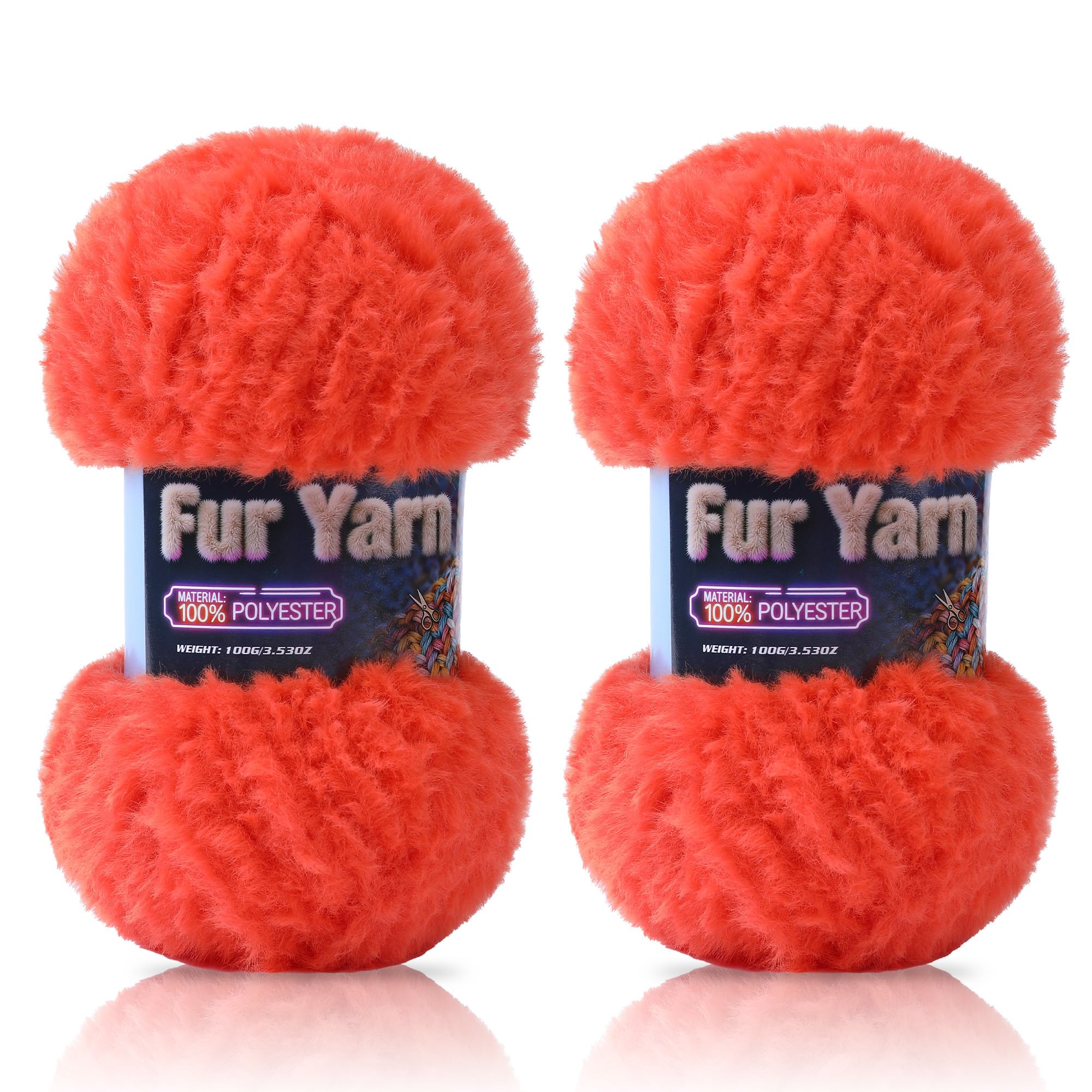 Faux Fur Yarn Soft Fluffy for Crocheting - 2 Skeins(Each 3.5oz/100g, 71yd/65m) - Chunky & Fluffy Yarn for Crochet Amigurumi, Blankets, Hand Knitting, Scarves &Crafts (2, Beige) — view 26
