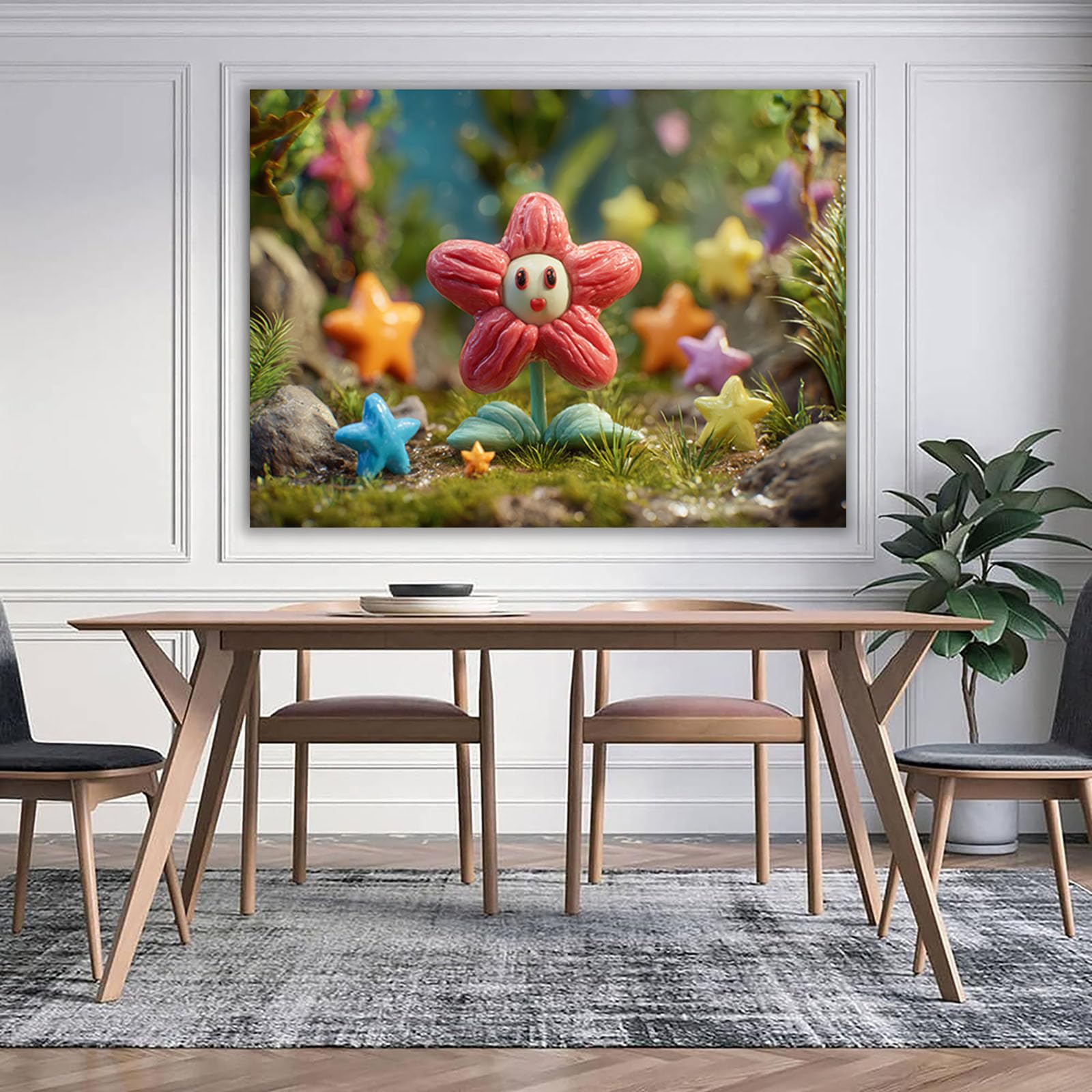 ZAMAEIU pósteres abstractos de hoja botánica impresa Florecitas lindas Arte Decorativo de la Oficina Sala de Estar（Rojo-30x50cm Enmarcado