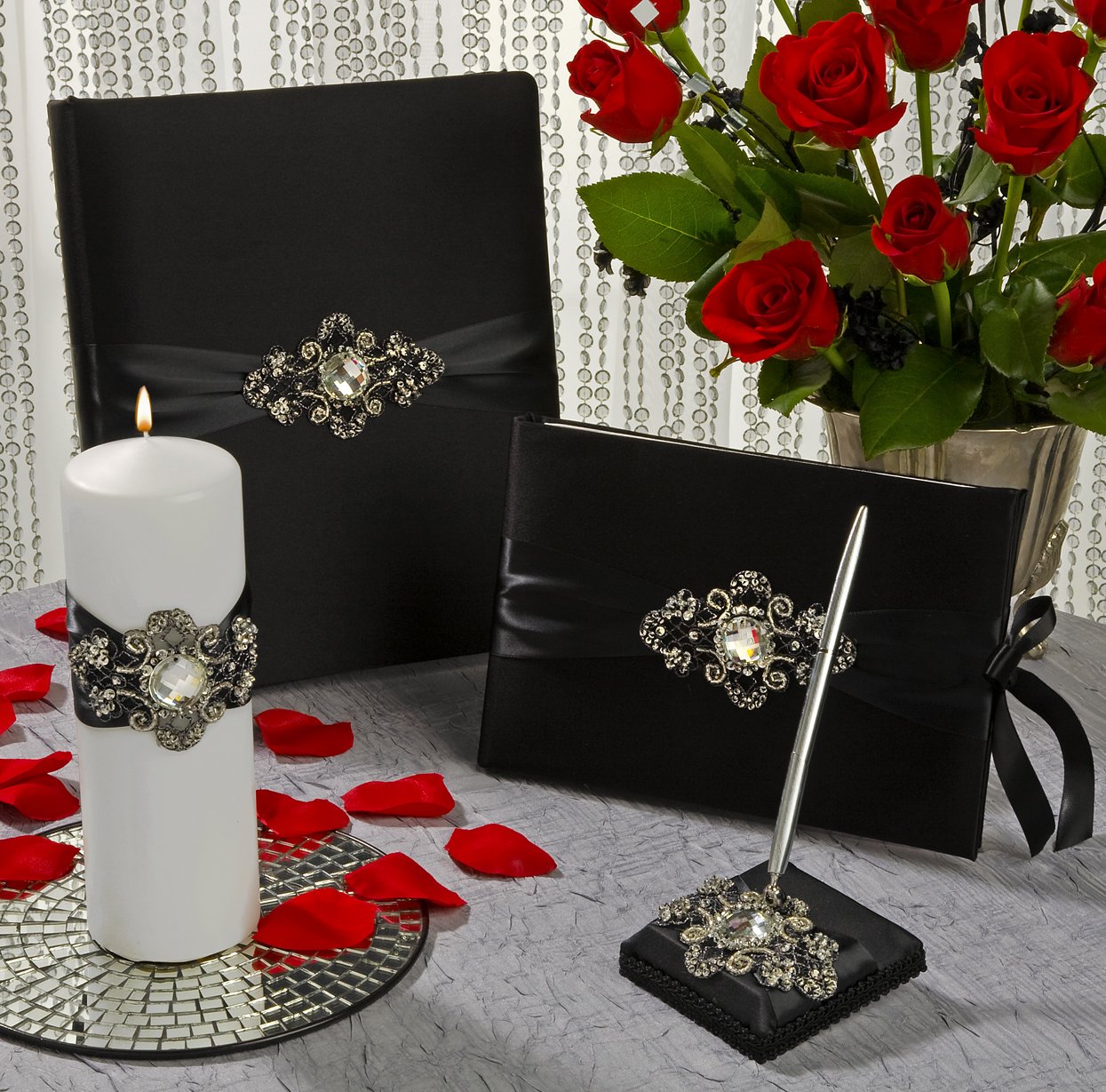 Ivy Lane Design Akcesoria ślubne Elizabeth Ring poduszka, czarna