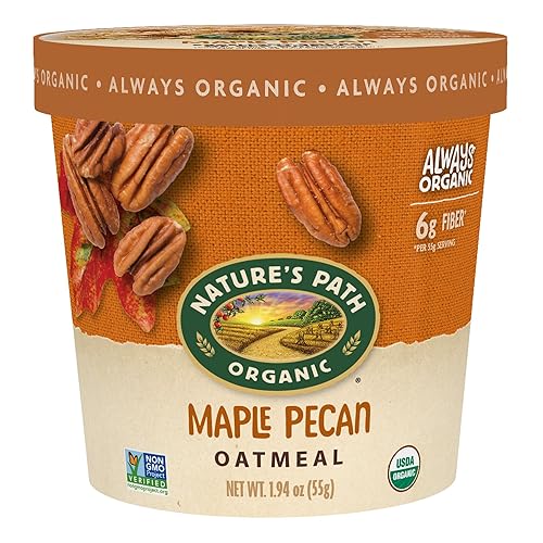 Nature's Path Taza de avena instantánea de arce y nueces orgánicas, sin OMG, 0.25oz de proteína a base de plantas, con semillas de chía ricas en