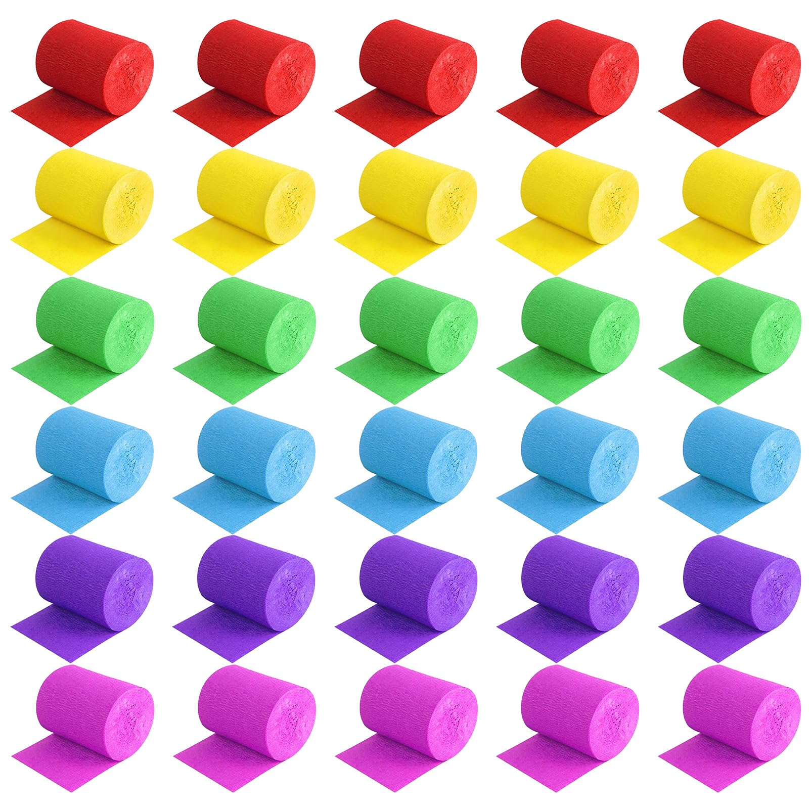 Lot De 15 Rouleaux Papier Crépon Coloré - 4,5cm X 25m, Pour Décoration Fête, Mariage, Anniversaire