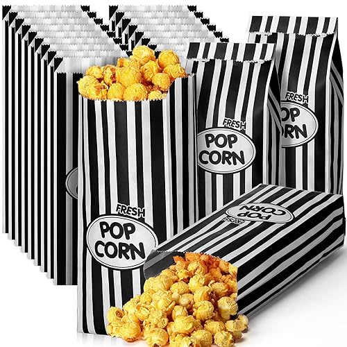 Sherr 1000 bolsas de palomitas de maíz, a granel, a rayas, desechables, para noches de cine, Navidad, circo, carnaval, fiestas, cumpleaños, eventos,