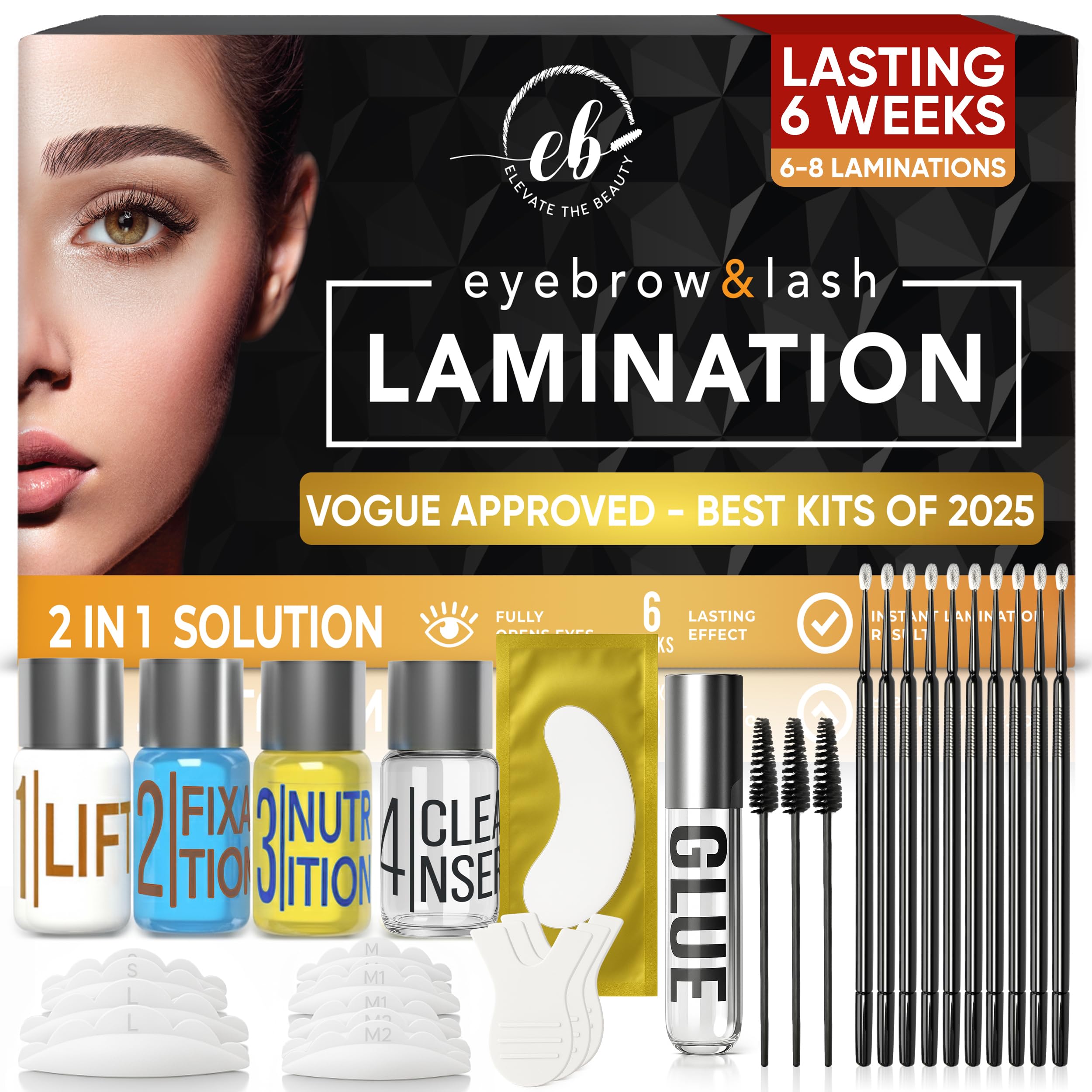Eyebrow and Lash Lamination Kit | At Home DIY and Salon Use | 2in1 Professional Brow Lamination Kit and Lash Lift | Instant Lift For Fuller Eye Brows and Longer Eyelashes