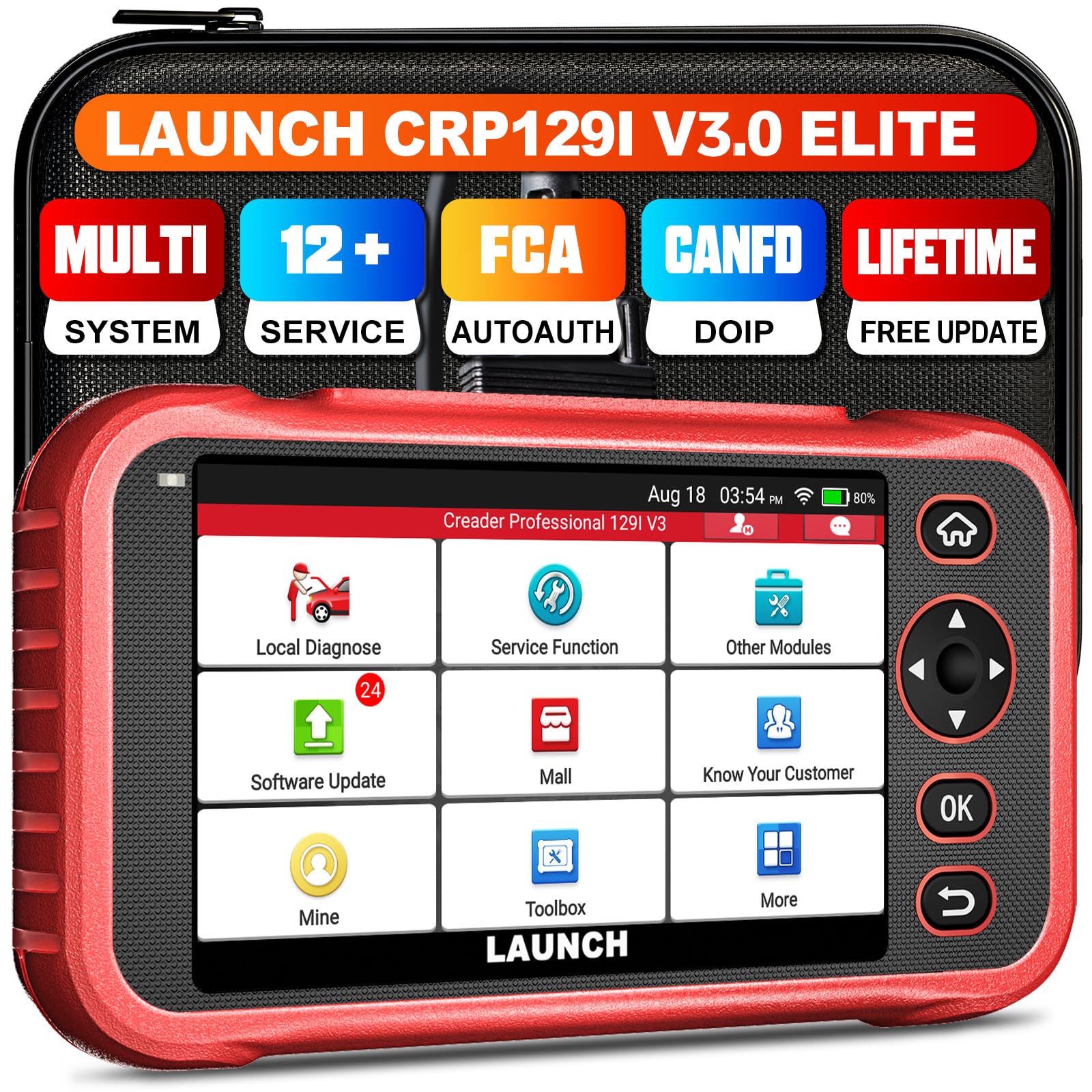 Launch CRP129I V3.0 OBD2 Scanner Diagnostic Tool, 2026 New Code Reader for Cars and Trucks, ABS SRS Transmission Engine Code Reader, 12 Reset, Oil/EPB/SAS/TPMS/Injector Code, Lifetime Free Update