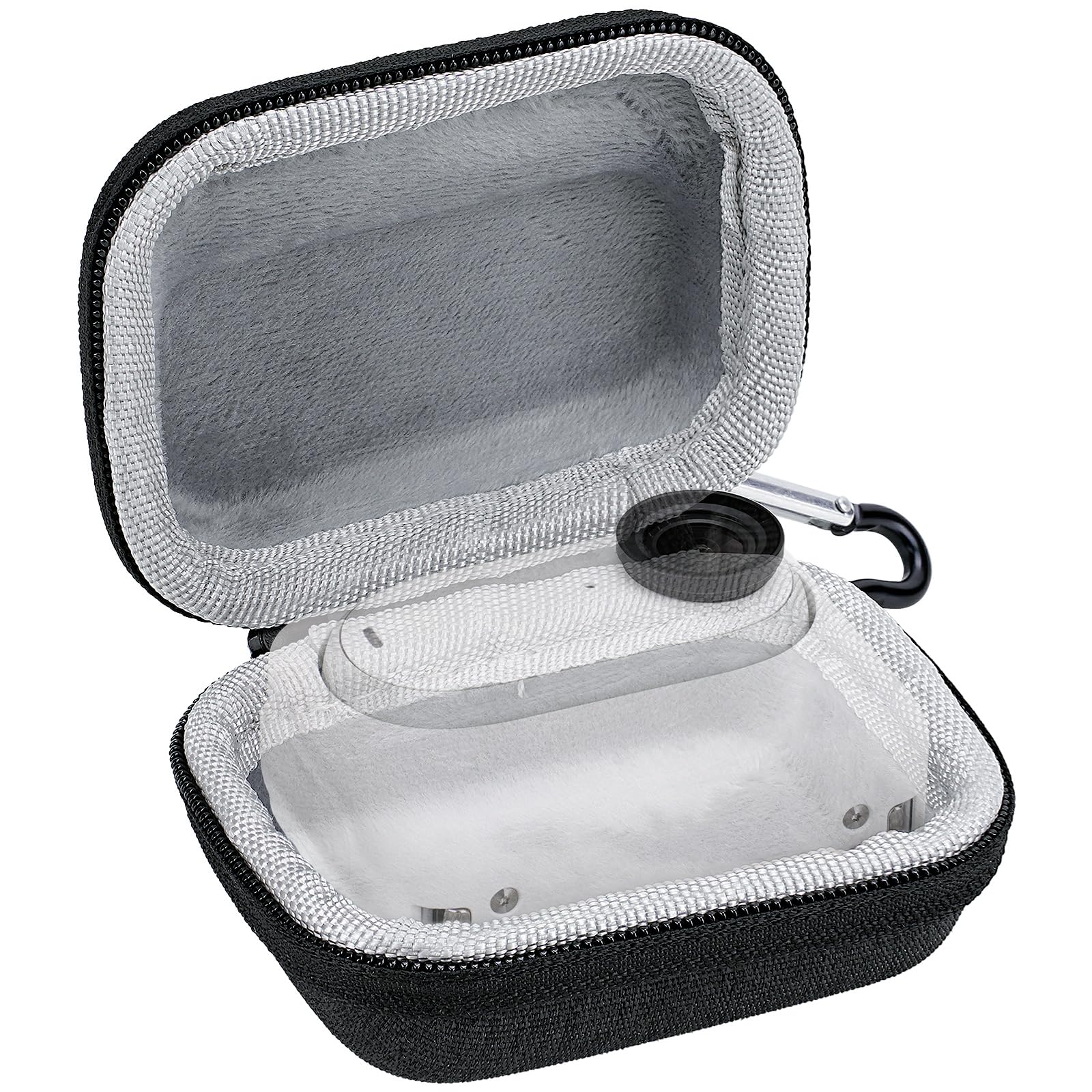 Custodia Protettiva Per Insta360 GO 3S: Mini Borsa Da Viaggio Rigida Con Moschettone. Protegge Da Urti, Graffi E Polvere. Custodia Portatile Con Area Lente Rialzata. Colore Nero. - 2