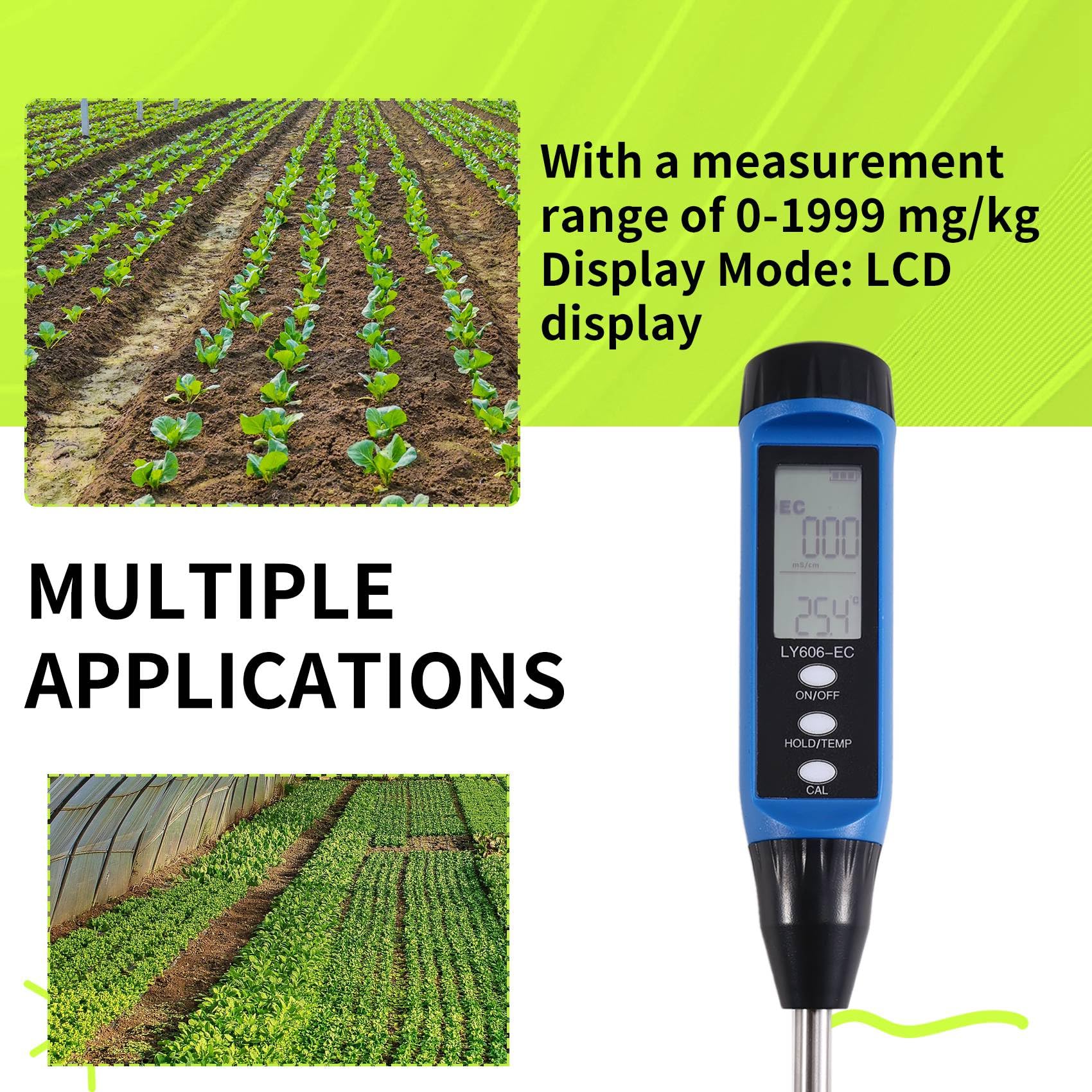 Medidor de Nutrientes del Suelo Analizador de Nitrógeno de Acción Rápida Probador de Fertilidad Probador de Suelo LED para Jardinería y Agricultura LY606+LY601