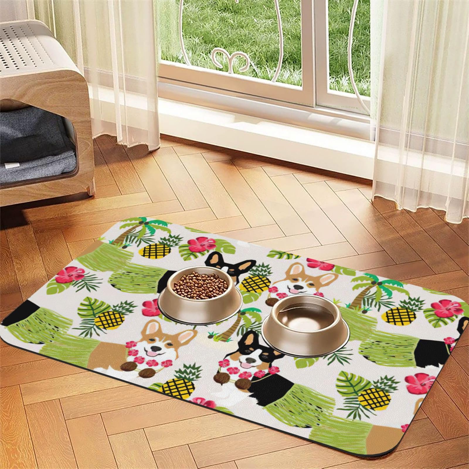 Tapis d'alimentation chien chat antidérapant caoutchouc absorbant