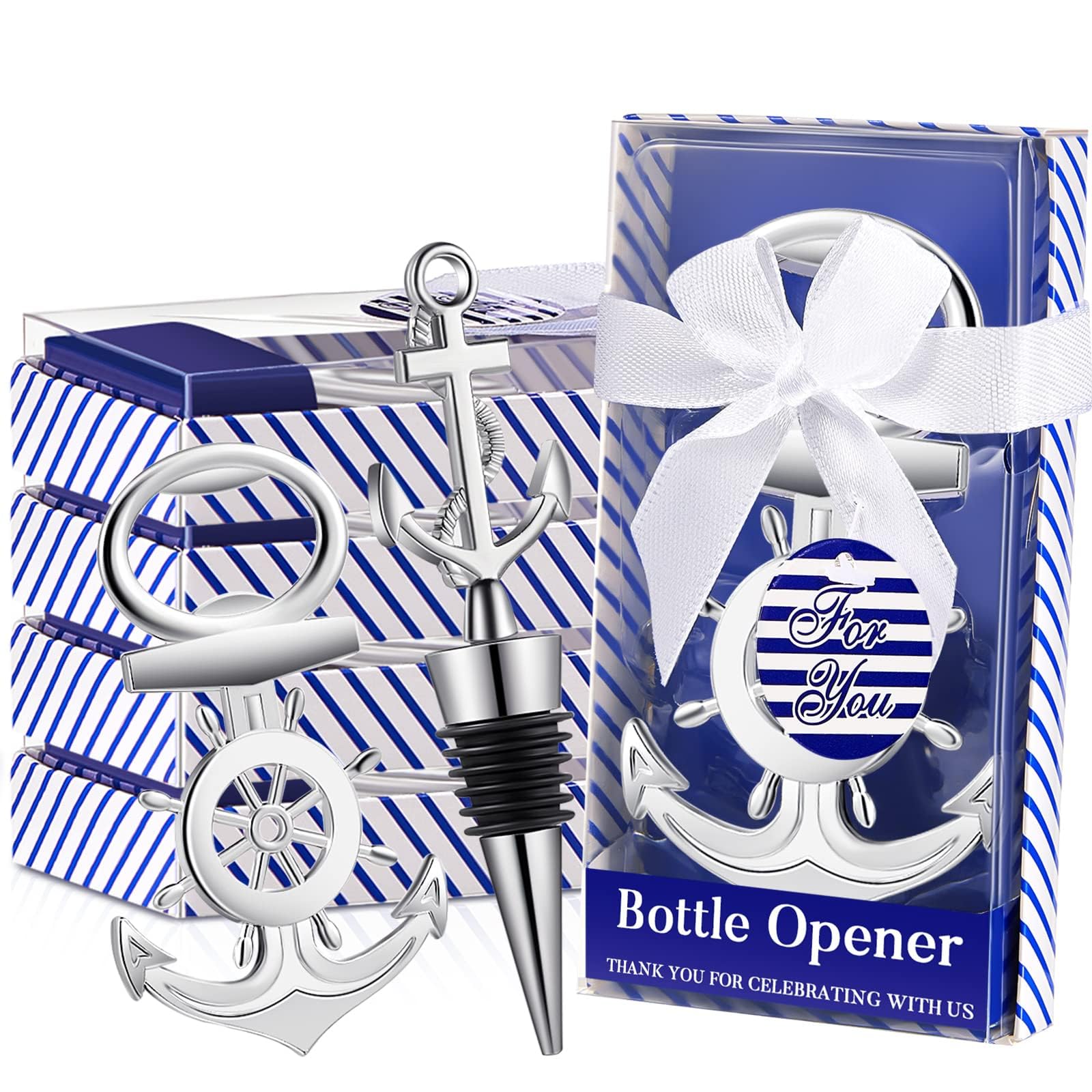 8PCS Anchor Bottle Stopper for Wine, Anchor Design Bottle Opener Wine Bottle Stopper Bottle Opener Nautical Anchor Bottle Stopper for Wedding Party Favors Holiday Birthday Souvenirs Guests