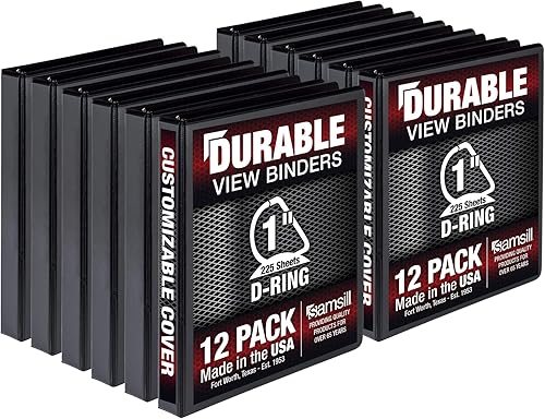 Vista 159 de Samsill Carpeta duradera de 1.5 pulgadas, fabricada en los Estados Unidos, carpeta de anillos en D, carpeta transparente personalizable, surtido