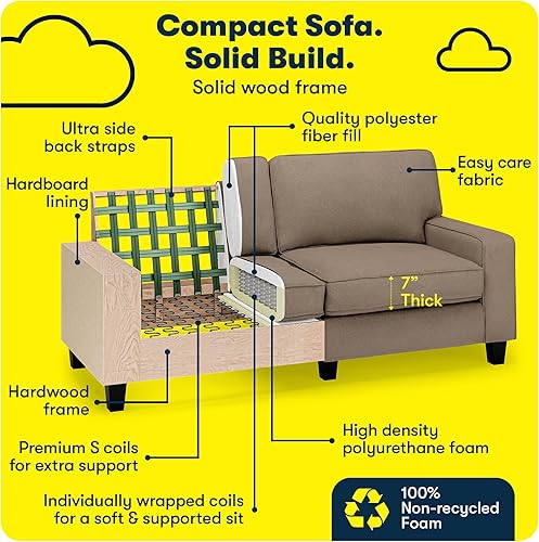 Miniatura 340 de Serta Palisades Sofás Tapizados para Sala, Sofá de Diseño Moderno, Tela, gris (Glacial Gray) gris (Glacial Gray),Beige,Marrón,Alforfón Beige,Marrón