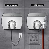 Vista 4 de JETWELL Elegante secador de manos comercial compacto, viento cálido automático de alta velocidad, cubierta de acero inoxidable con cableado