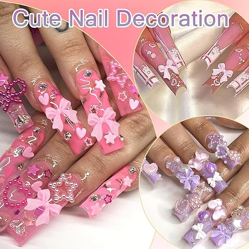 Miniatura 7 de RODAKY 1000 dijes de resina para uñas, coloridos dijes de arte de uñas, múltiples formas 3D con parte trasera plana para uñas acrílicas, lindo