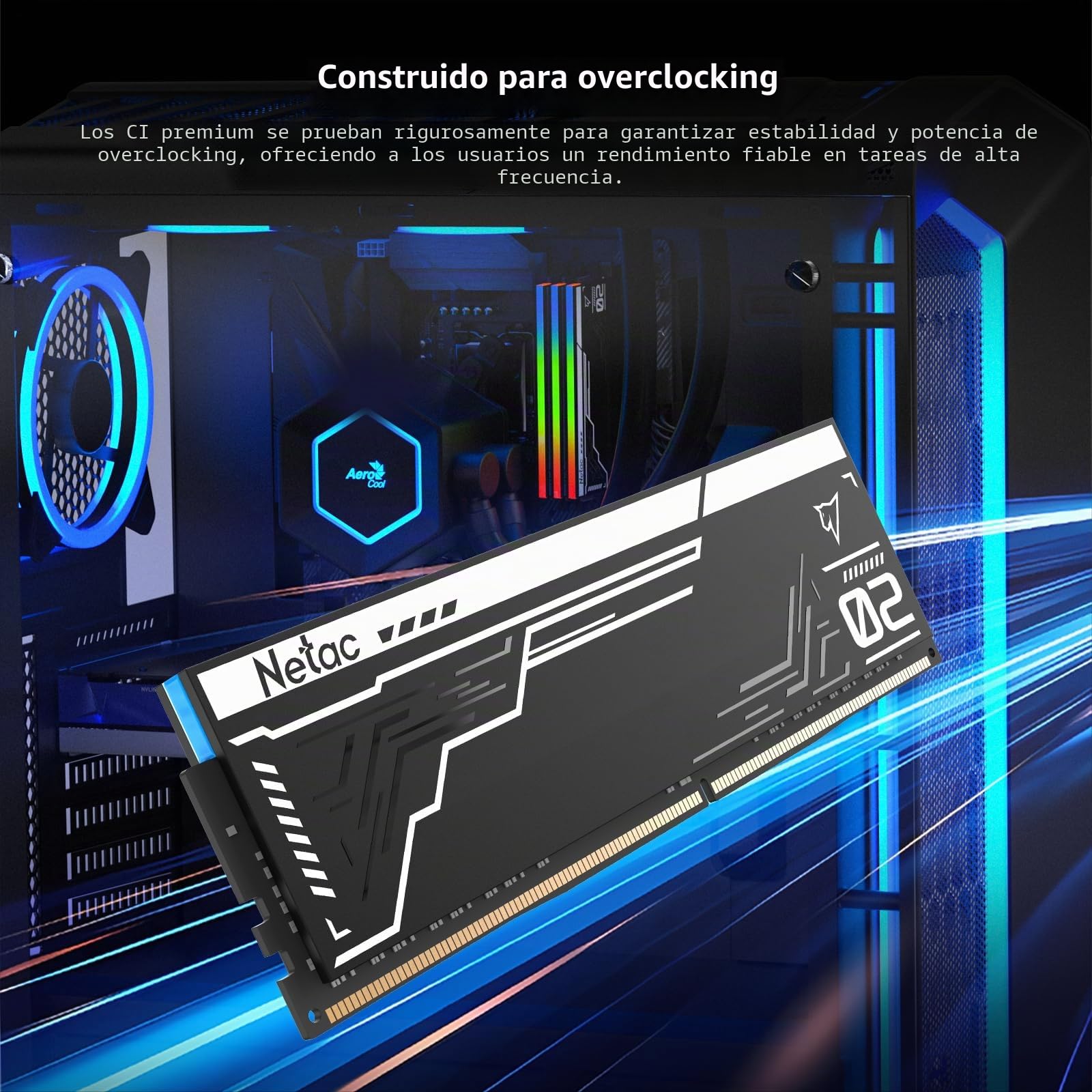Netac Memoria RAM DDR5 RGB de 32 GB (2 x 16 GB) 6400 MHz (PC5-51200) CL32, para ordenador de sobremesa para XMP 3.0, color negro