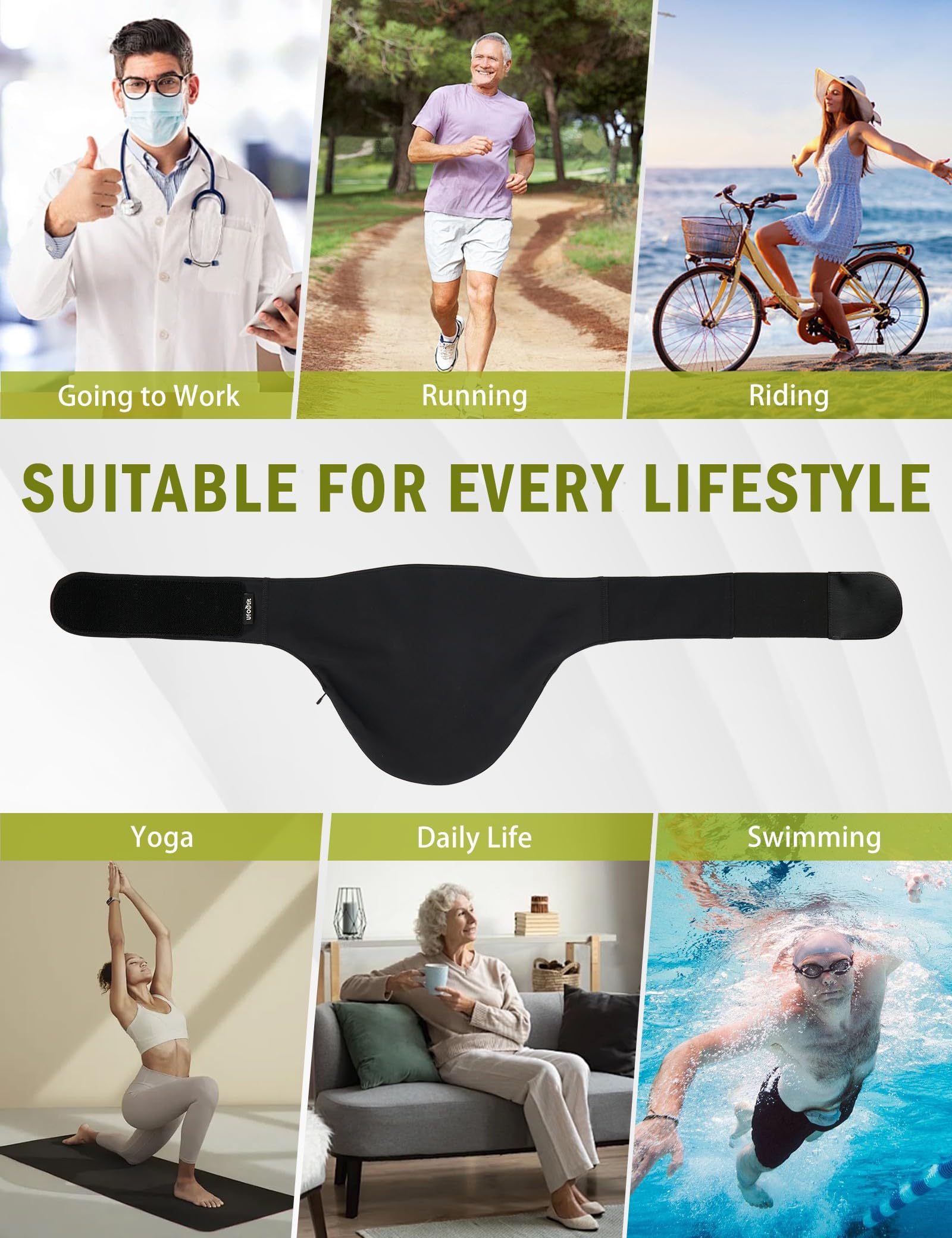 Fundas para bolsas de ostomía, fundas para bolsas de colostomía para hombres y mujeres para sostener bolsas de ostomía, cinturón de ostomía para la vida diaria y el deporte, color negro