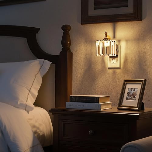 Miniatura 4 de DORESshop Luz nocturna, luces nocturnas regulables enchufables a la pared, luz nocturna de cristal con brillo ajustable de 0-100 lúmenes, 3000 K