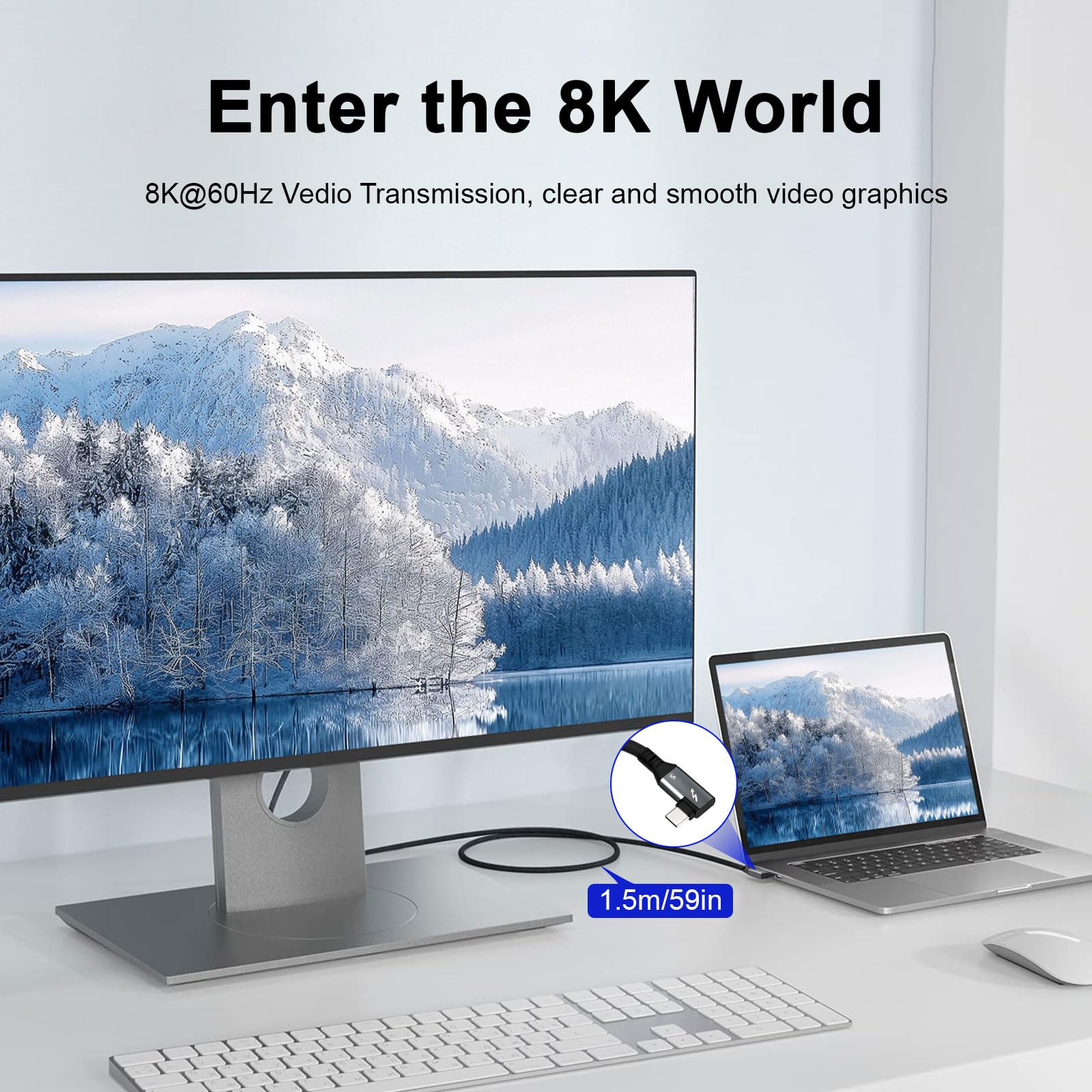 Kabel USB C Thunderbolt 5 Apple 80-120 Gb/s 8K 60 Hz 240 W 1,5 m