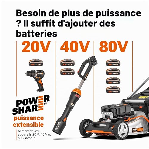 WORX NITRO - Perceuse à Percussion sans Fil - Batterie 20 V/2Ah et Moteur Brushless - SlammerDrill - Technologie ActiveHammer - Livrée avec 2 Batteries et Accessoires - 60 Nm - ⌀ 13 mm - WORX WX354 - 9