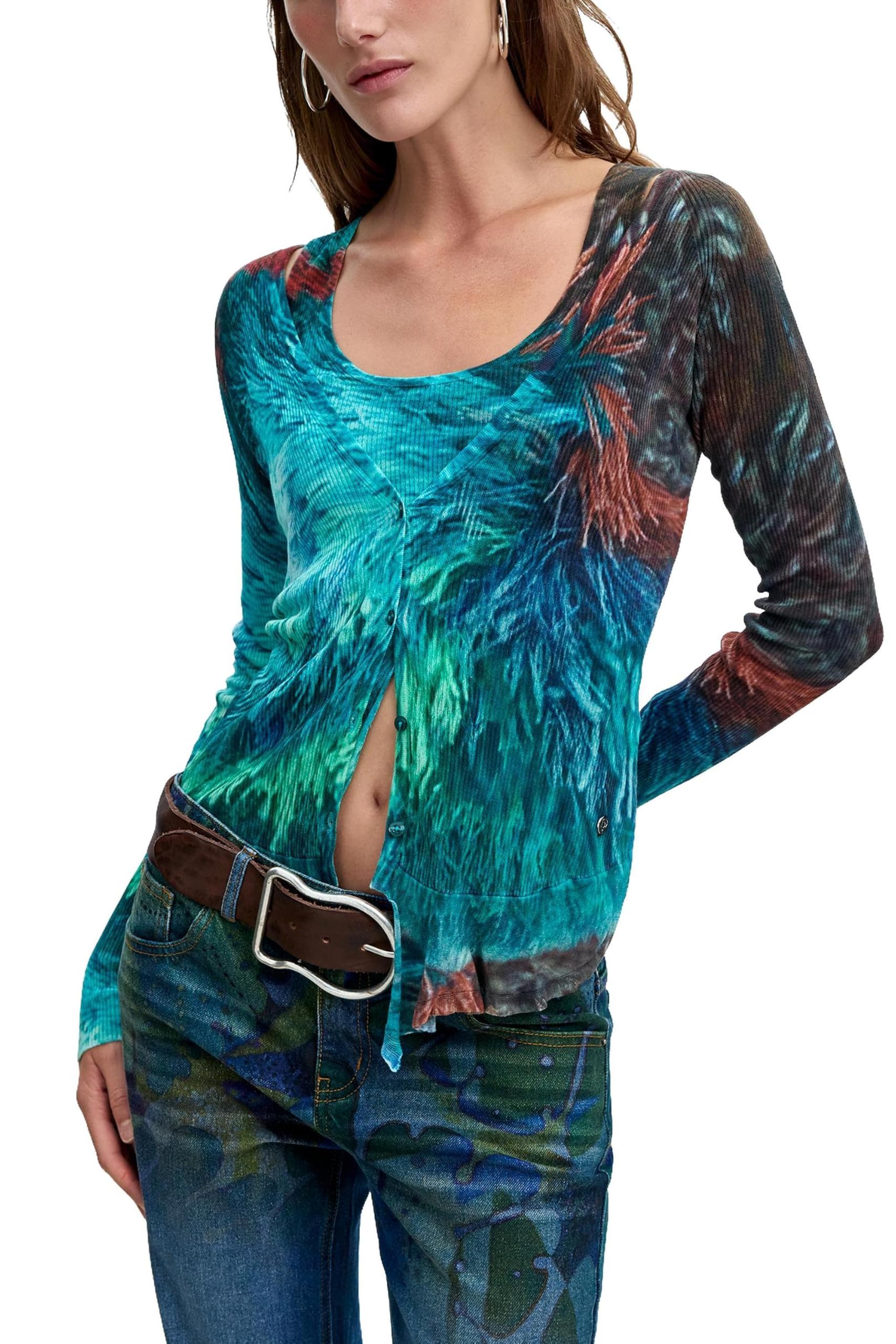 Desigual Damen Türkis Pullover Lacroix