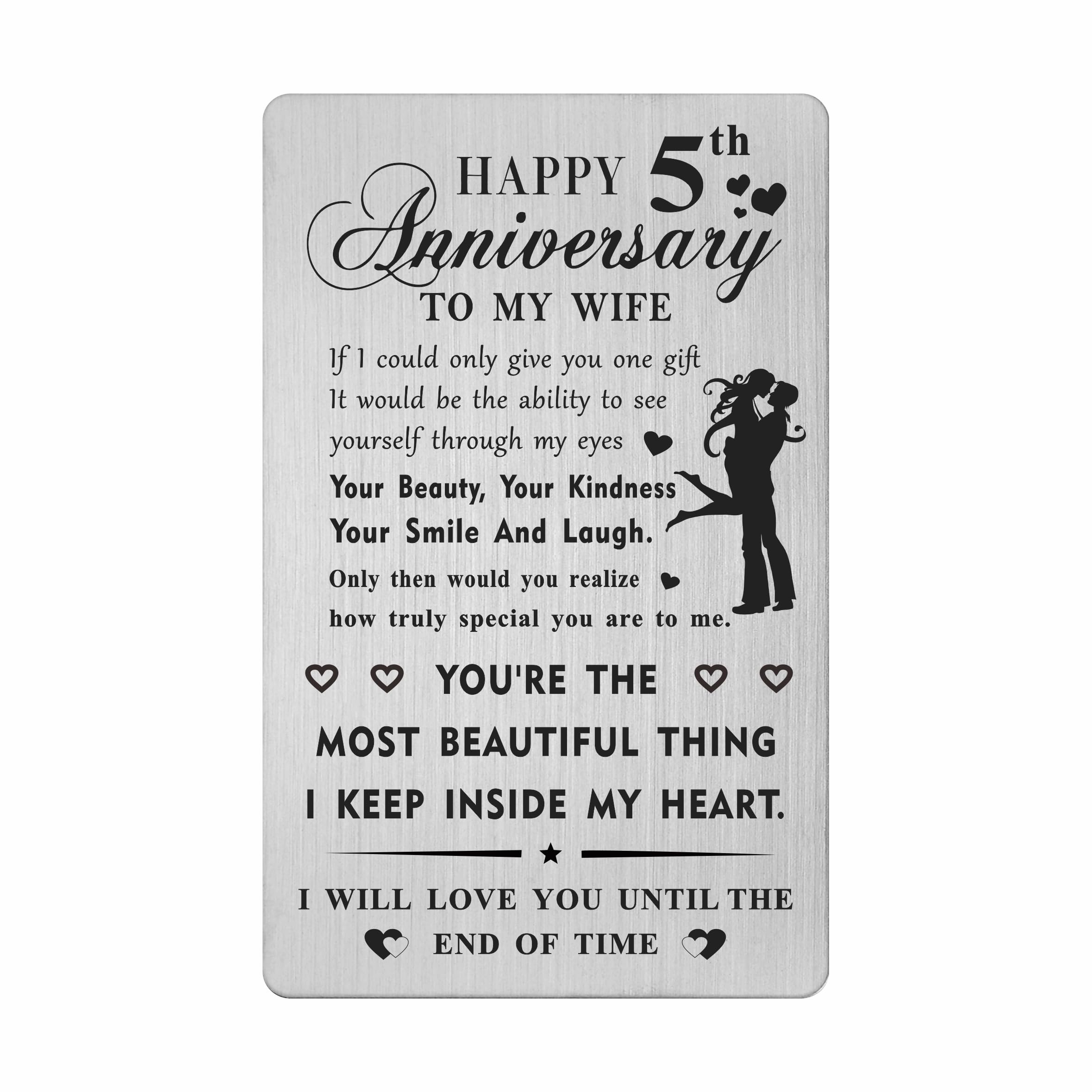 HYHYDHP 5th Wedding Anniversary Card Gifts for Wife - Happy 5 Year Anniversary Card for Her Women, Silver