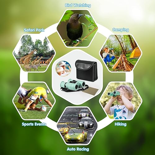 Miniatura 5 de MAKINO Binoculares para niños, regalos para niños de 3 a 12 años, binoculares compactos para niños de 8 x 21 pulgadas de alta resolución para
