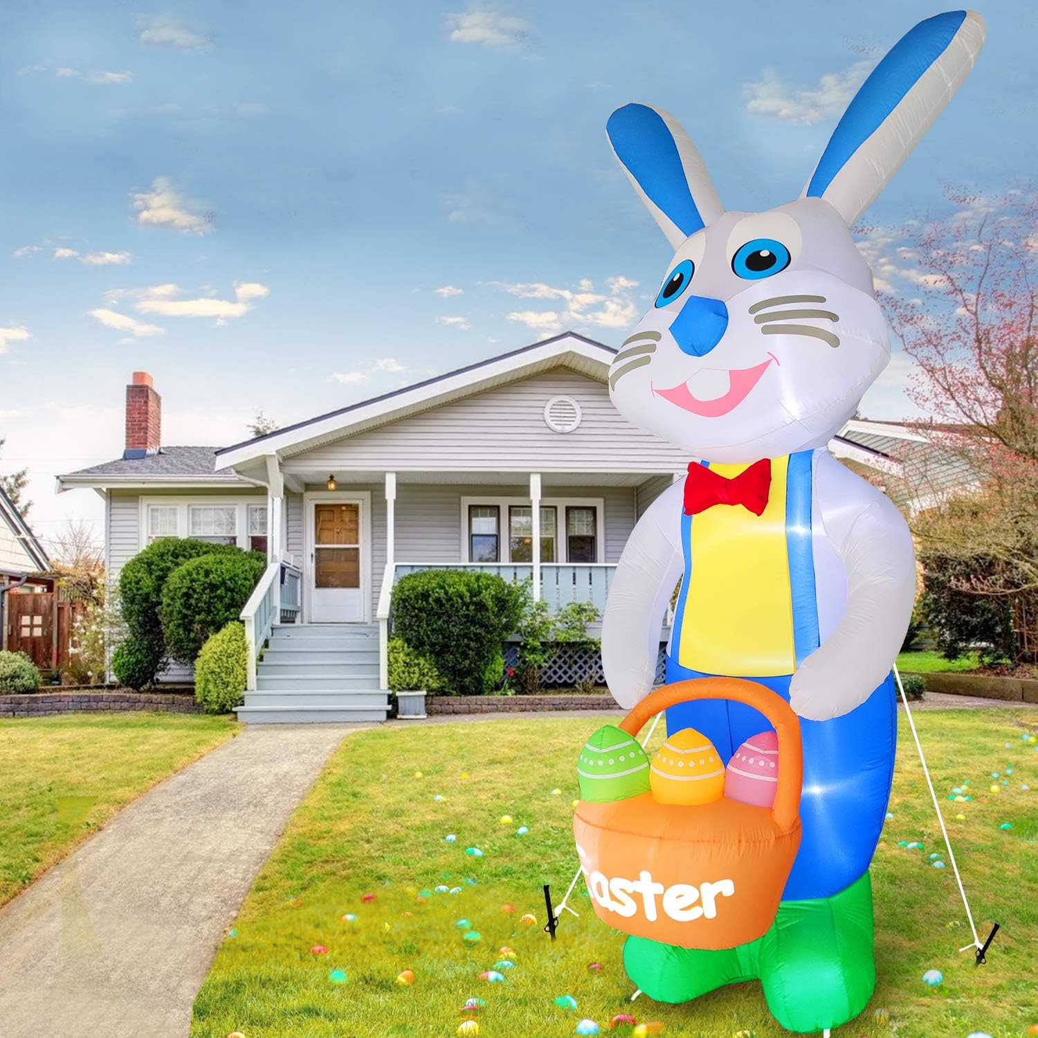 AMENON 12 Ft Tall Easter Inflatables Bunny with Basket and Eggs Easter Outdoor Decorations Inflatables Bunny Blow Up LED Lighted Easter Bunny Decor for Indoor Outdoor Holiday Yard Lawn Decor : Patio, Lawn & Garden