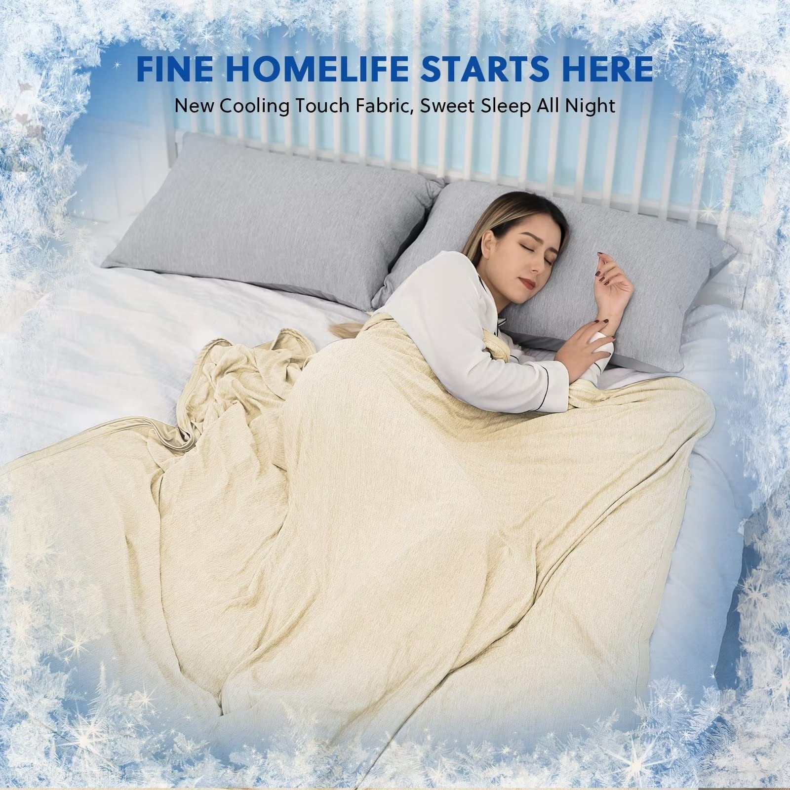 Amazon.com: HOMFINE Cooling Blankets for Hot Sleepers - Summer Blanket Thin  Lightweight Breathable Soft Double Side Enhanced for Bed Couch Sofa, Keep  Cool for Night Sweats (Beige, 50 x 70 inches) :