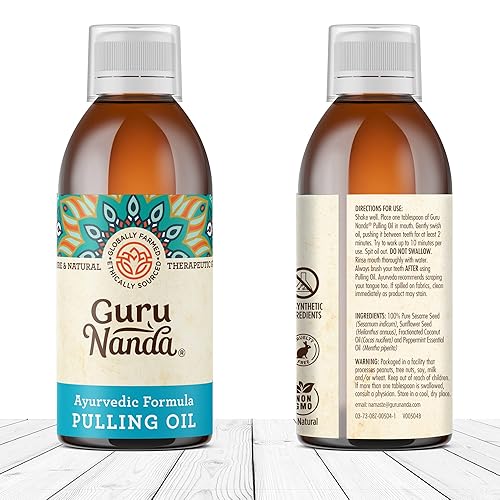 Miniatura 7 de GuruNanda Oil Pulling - Aceite aceite desintoxicante oral mezcla ayurvédica refrescante de aceites de coco sésamo girasol y menta 845 onzas líquidas