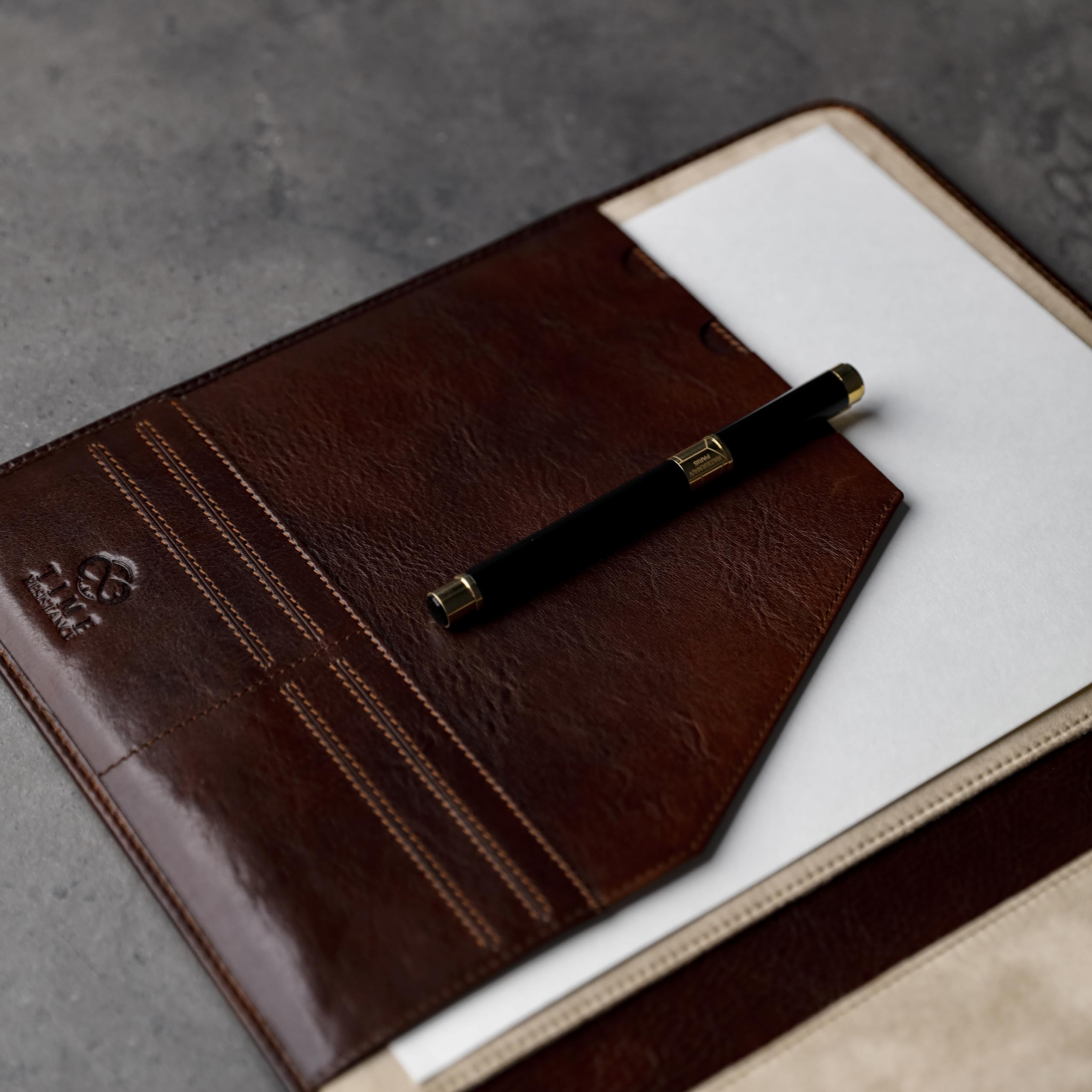 Time Resistance Leather Portfolio Tablet size Leather Document Case Small Briefcase - Image 4