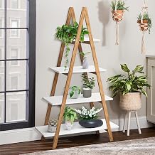 4-Tier Bookshelf Modern Bookcase with Storage Multipurpose Display Shelves for Bedroom and Living Room Office White, A-Shaped