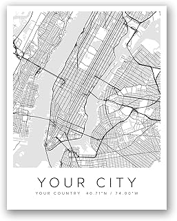 [SF Customizables] Custom City Map Art, Any Street Map, Your Map Personalized Print with Text in Bottom Modern Anniversary Gift [Poster Print ONLY]
